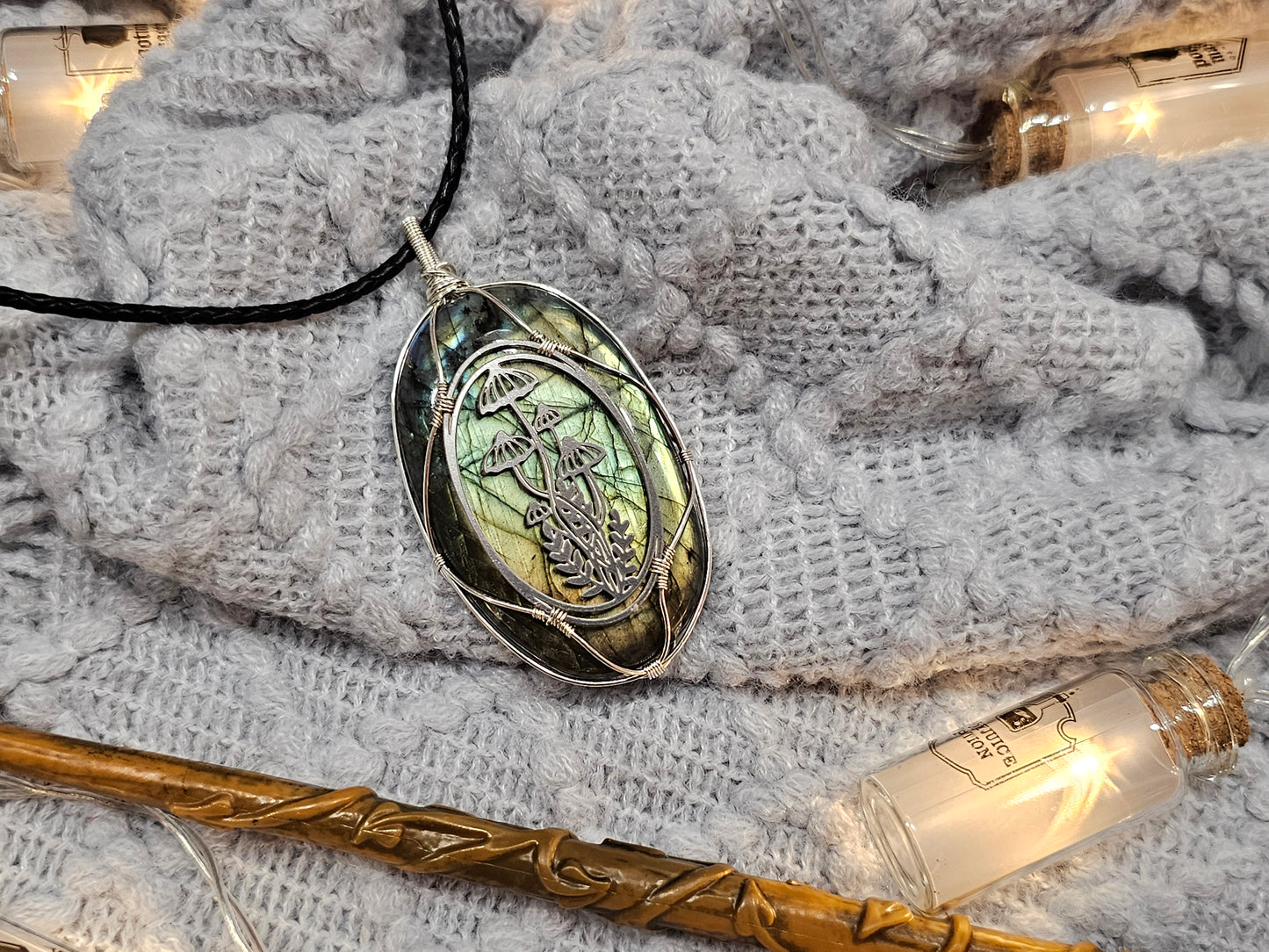 Labradorit | Wald | 925er Silber / Edelstahl | Edelstein Anhänger