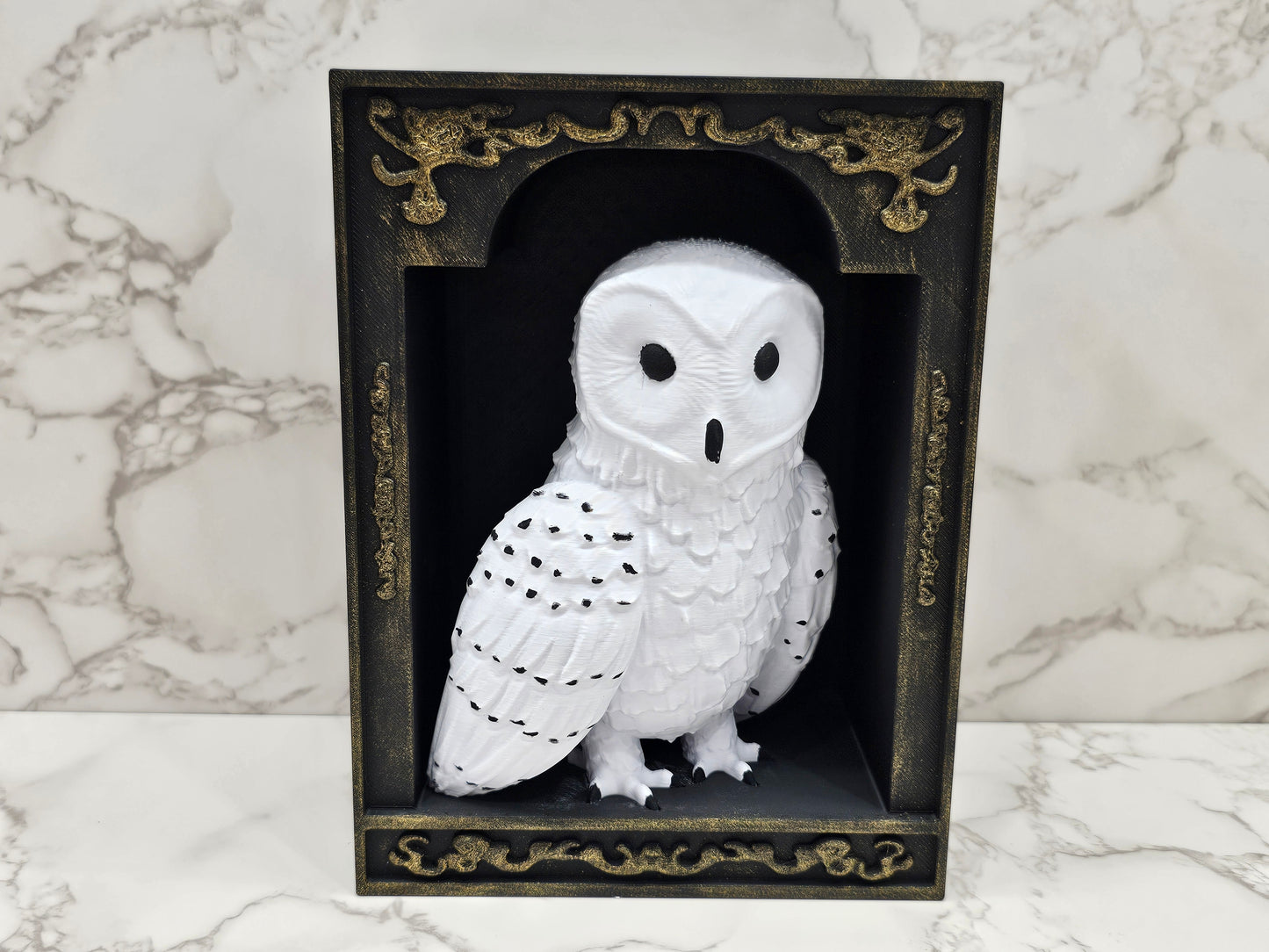 Book Nook Schneeeule Gold | 3D Druck | Buchstütze | Dekoration Bücherregal