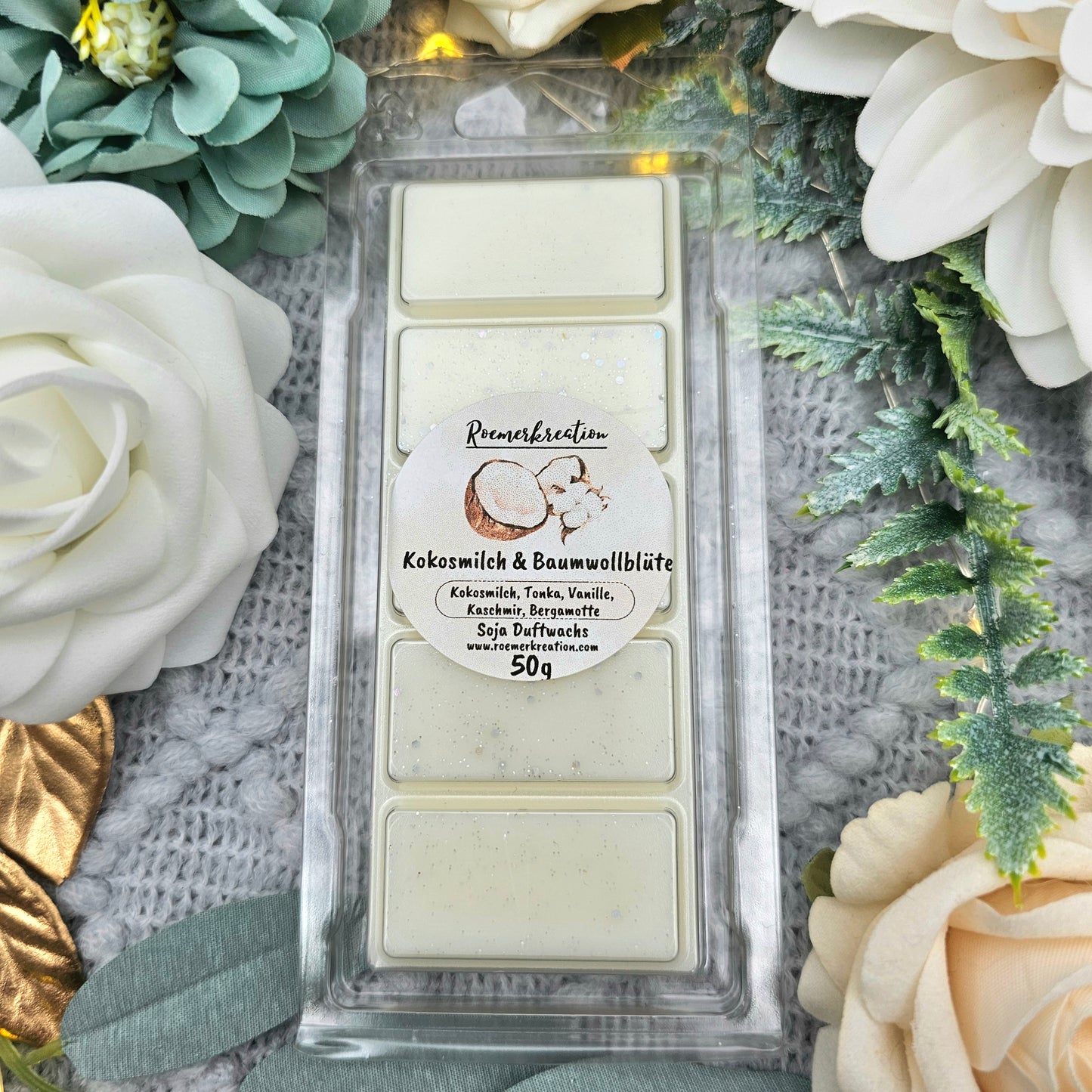 Tafel 50 g | Kokosmilch & Baumwollblüte | Duftwachs