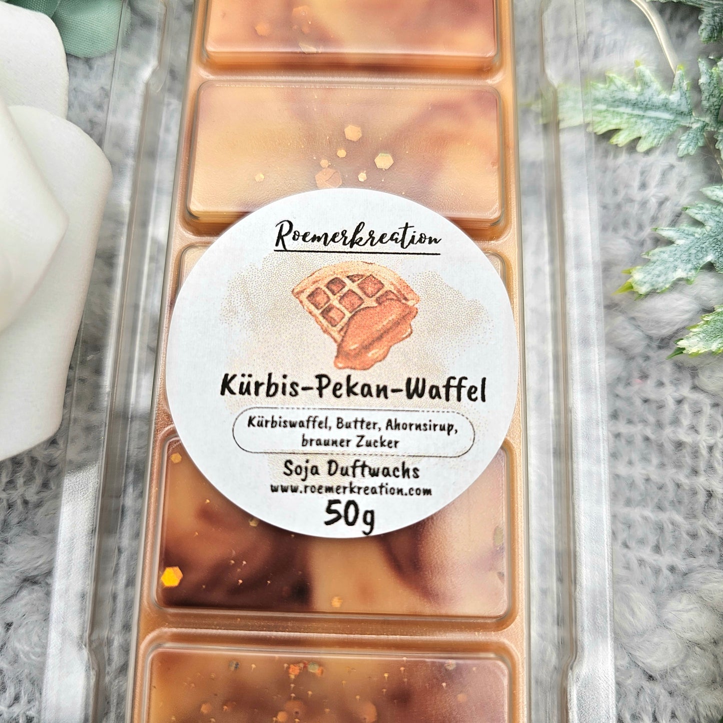 Tafel 50 g | Kürbis-Pekan-Waffel | Duftwachs
