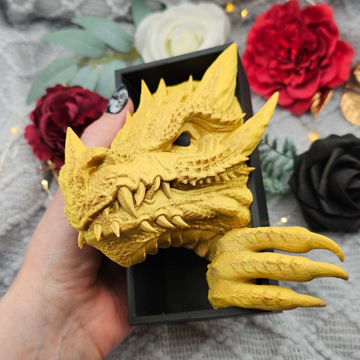 Book Nook Drache Gold/Schwarz Klein | Set/Einzeln | 3D Druck | Buchstütze | Dekoration Bücherregal