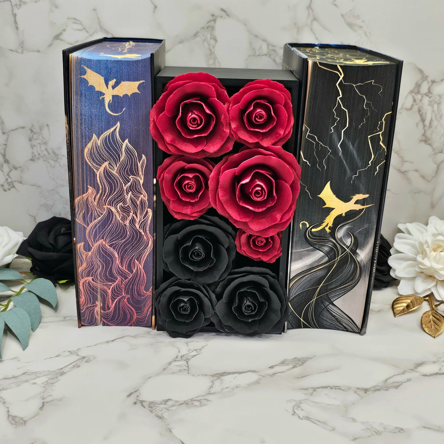 Book Nook Rose | 3D Druck | Buchstütze | Dekoration Bücherregal