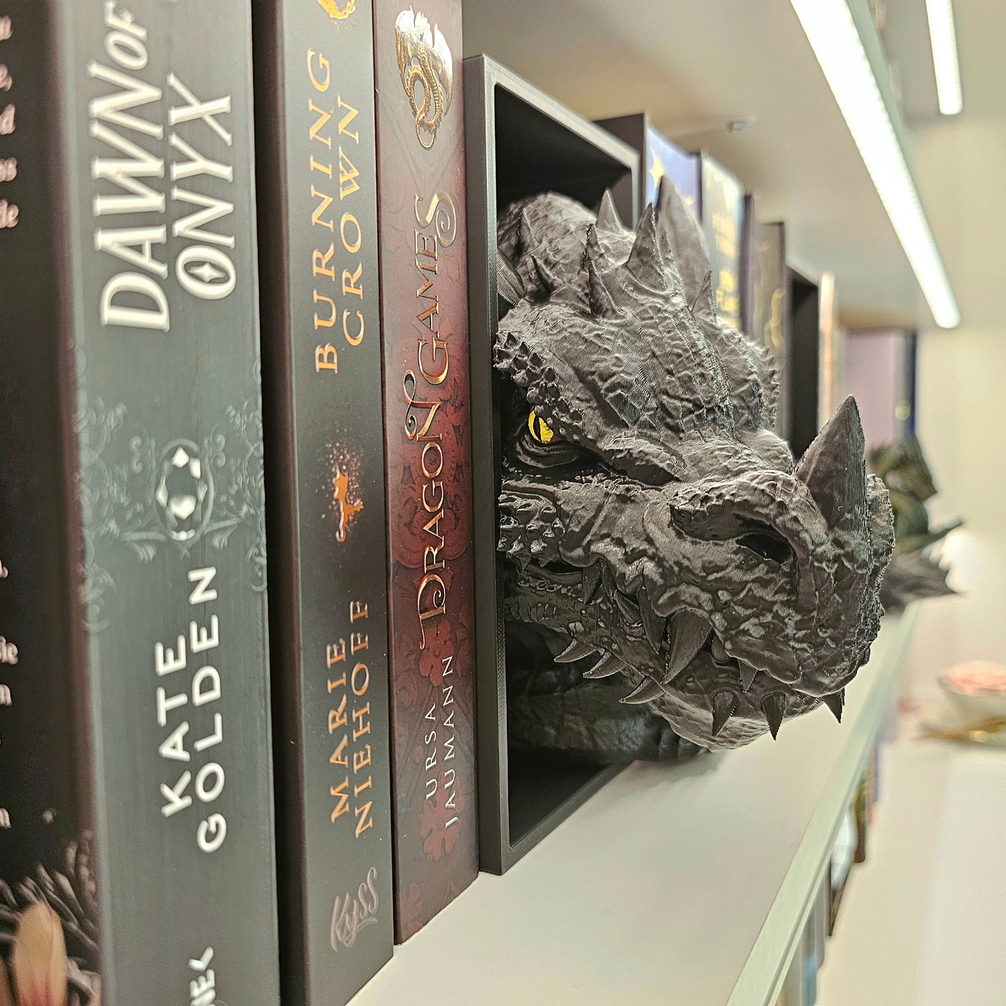 Book Nook Drache Schwarz Set/Einzeln | 3D Druck | Buchstütze | Dekoration Bücherregal