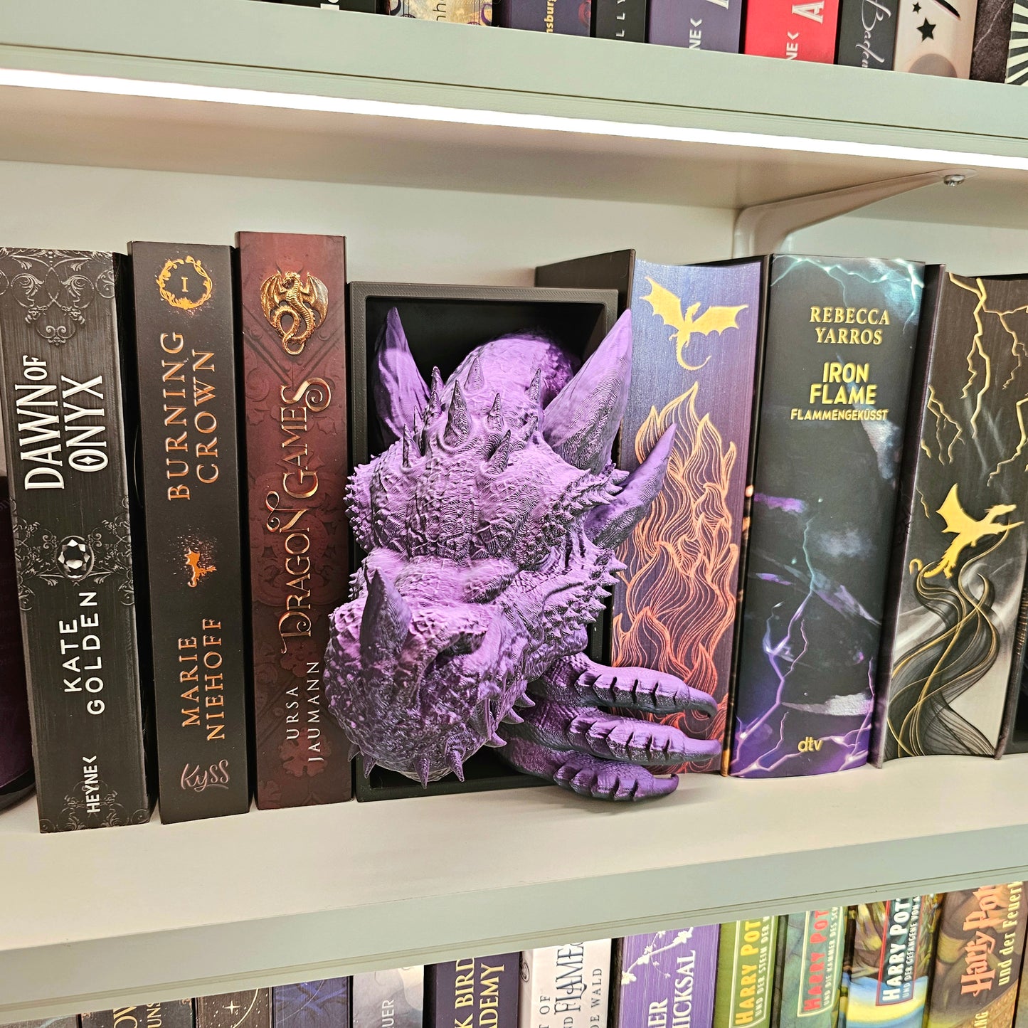 Book Nook Drache Multicolor Lila/Schwarz Set/Einzeln | 3D Druck | Buchstütze | Dekoration Bücherregal