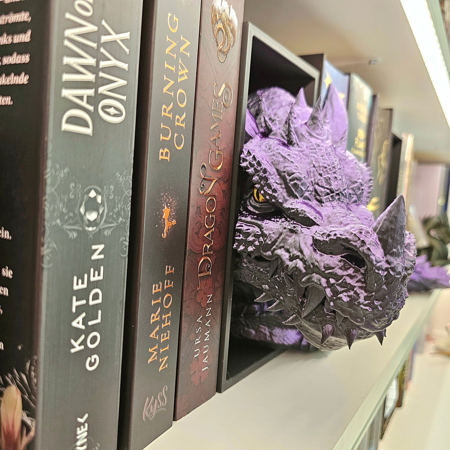 Book Nook Drache Multicolor Lila/Schwarz Set/Einzeln | 3D Druck | Buchstütze | Dekoration Bücherregal