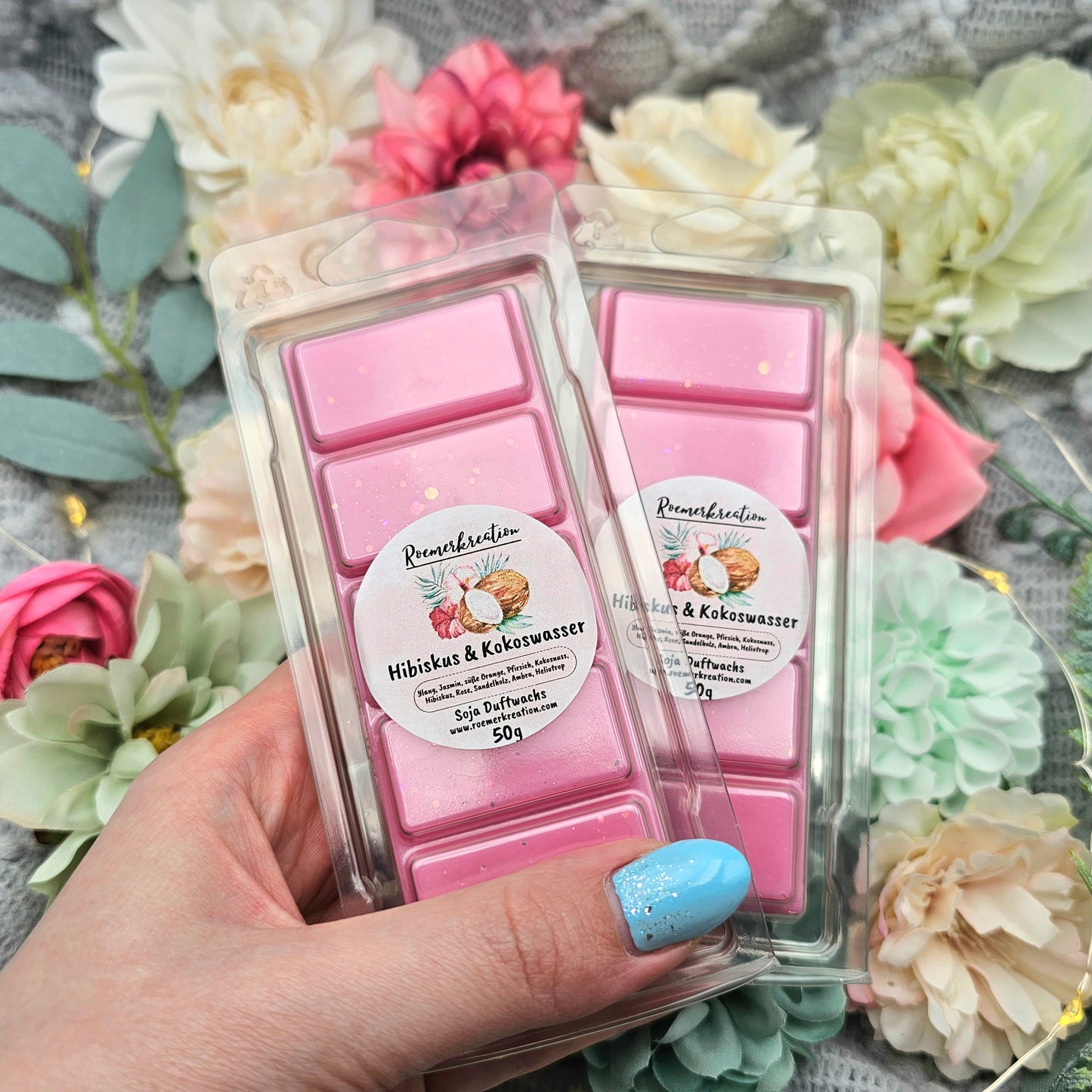 Tafel 50 g | Hibiskus & Kokoswasser | Duftwachs