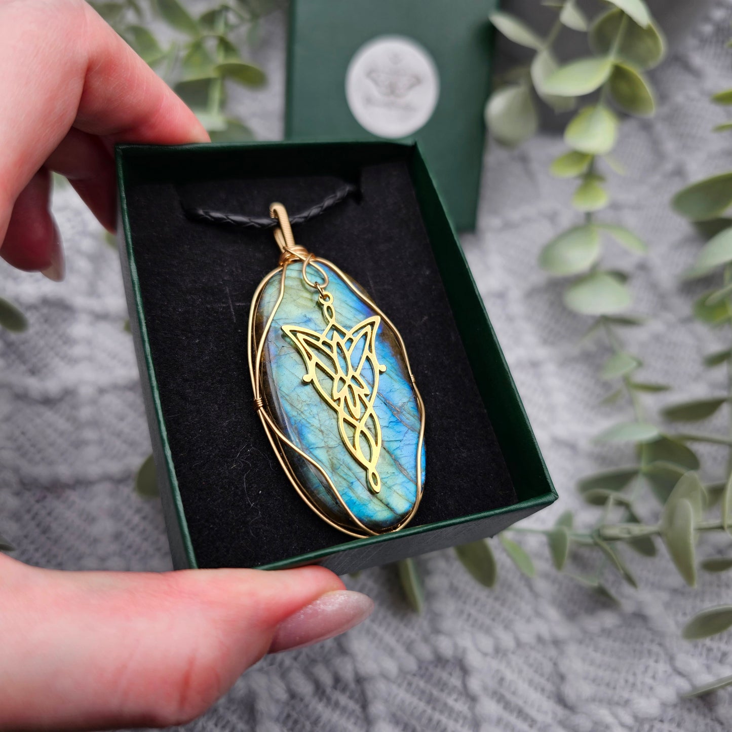 Labradorit & Abendstern Anhänger | Schmuckdraht | Edelstein Halskette