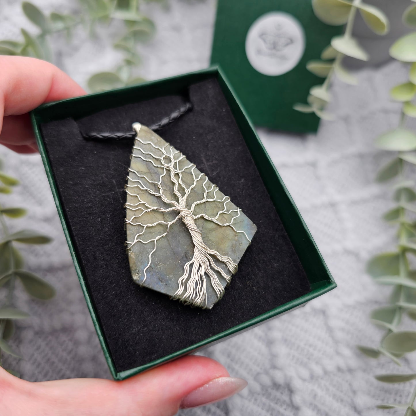 Labradorite Raw Slab Tree of Life Pendant | Jewelry Wire | Gemstone Necklace