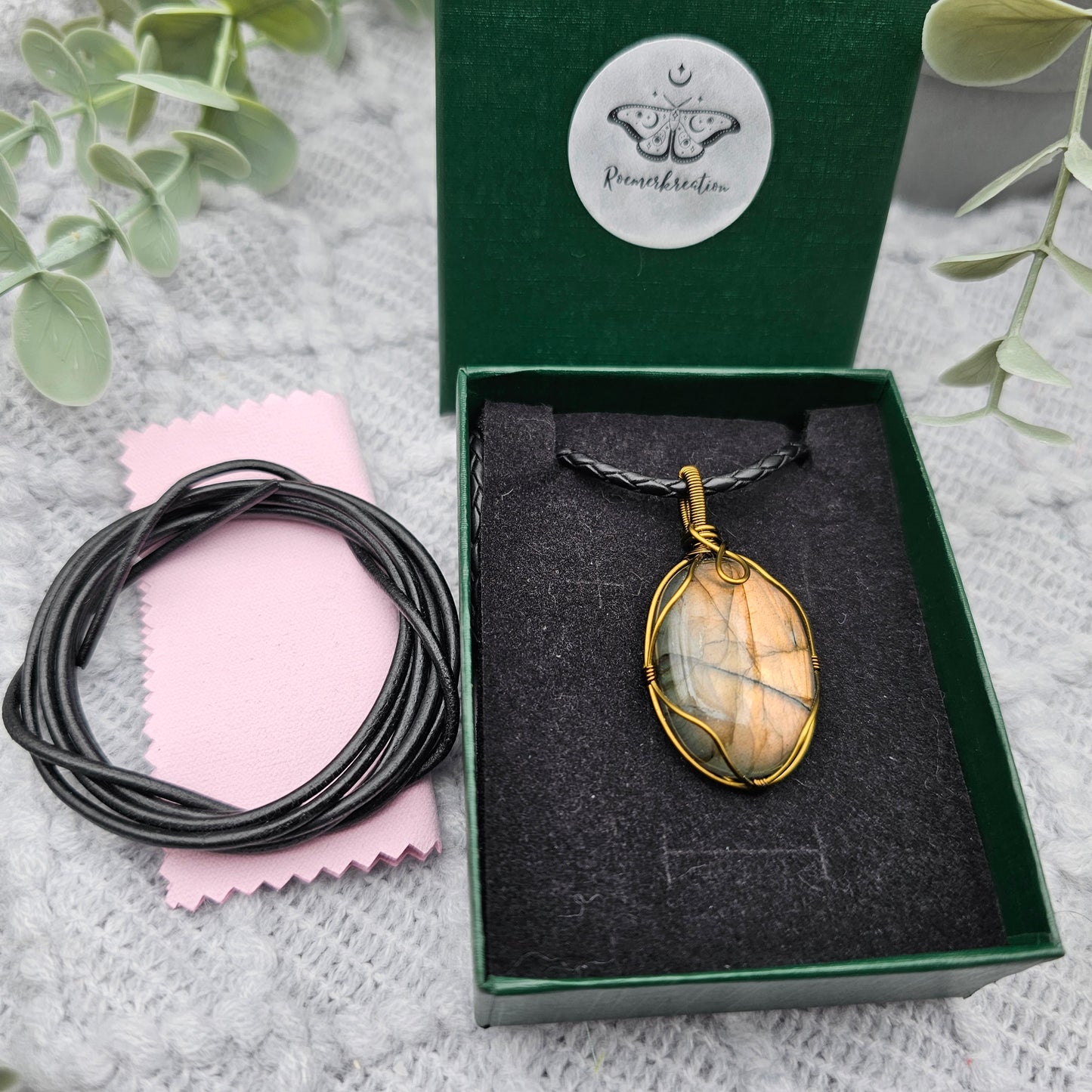 Labradorit Anhänger | Schmuckdraht | Edelstein Halskette