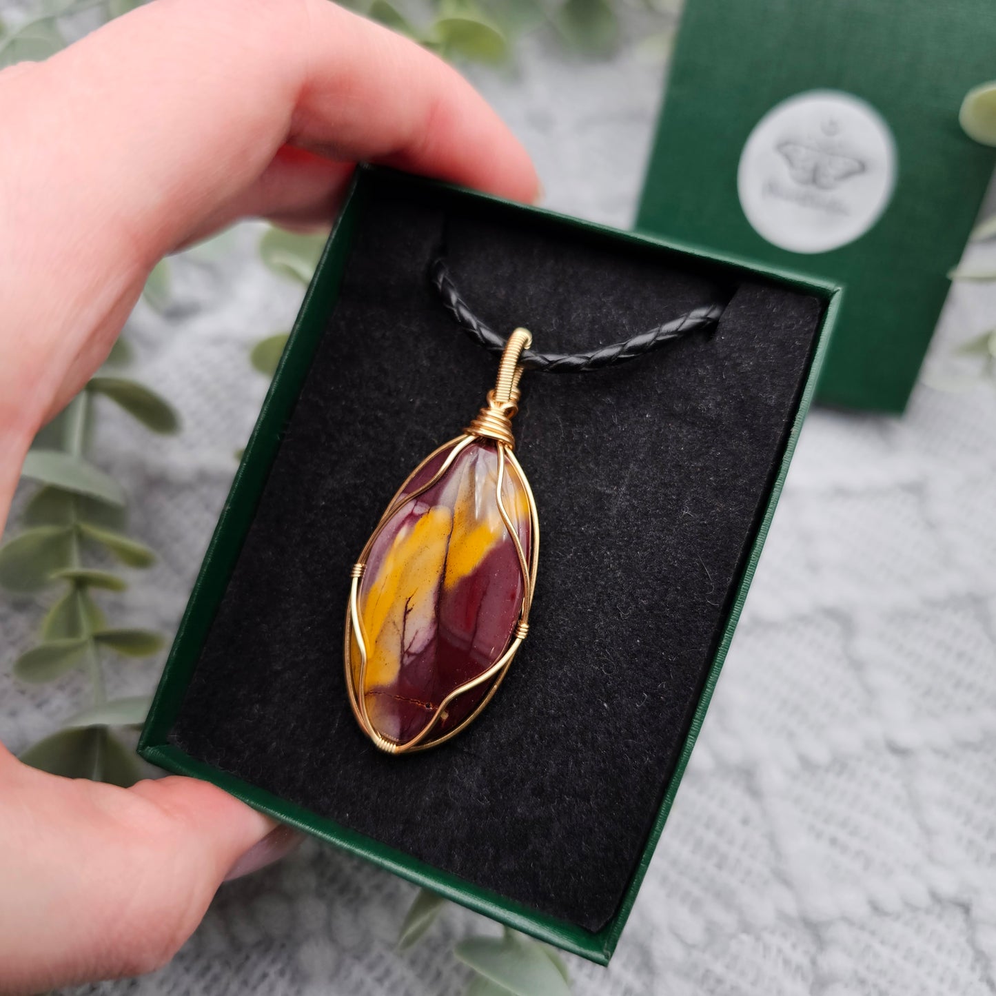 Jaspis Anhänger | Schmuckdraht | Edelstein Halskette