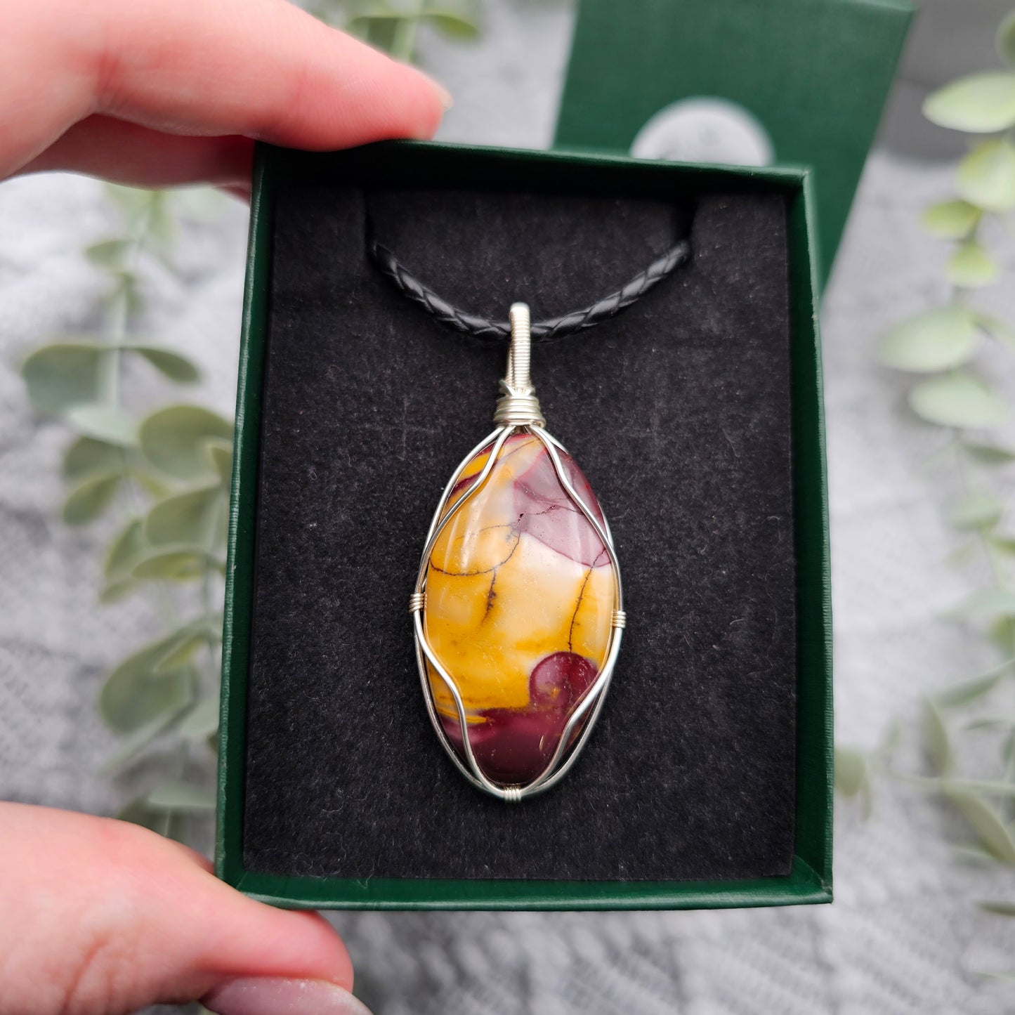 Jaspis Anhänger | Schmuckdraht | Edelstein Halskette