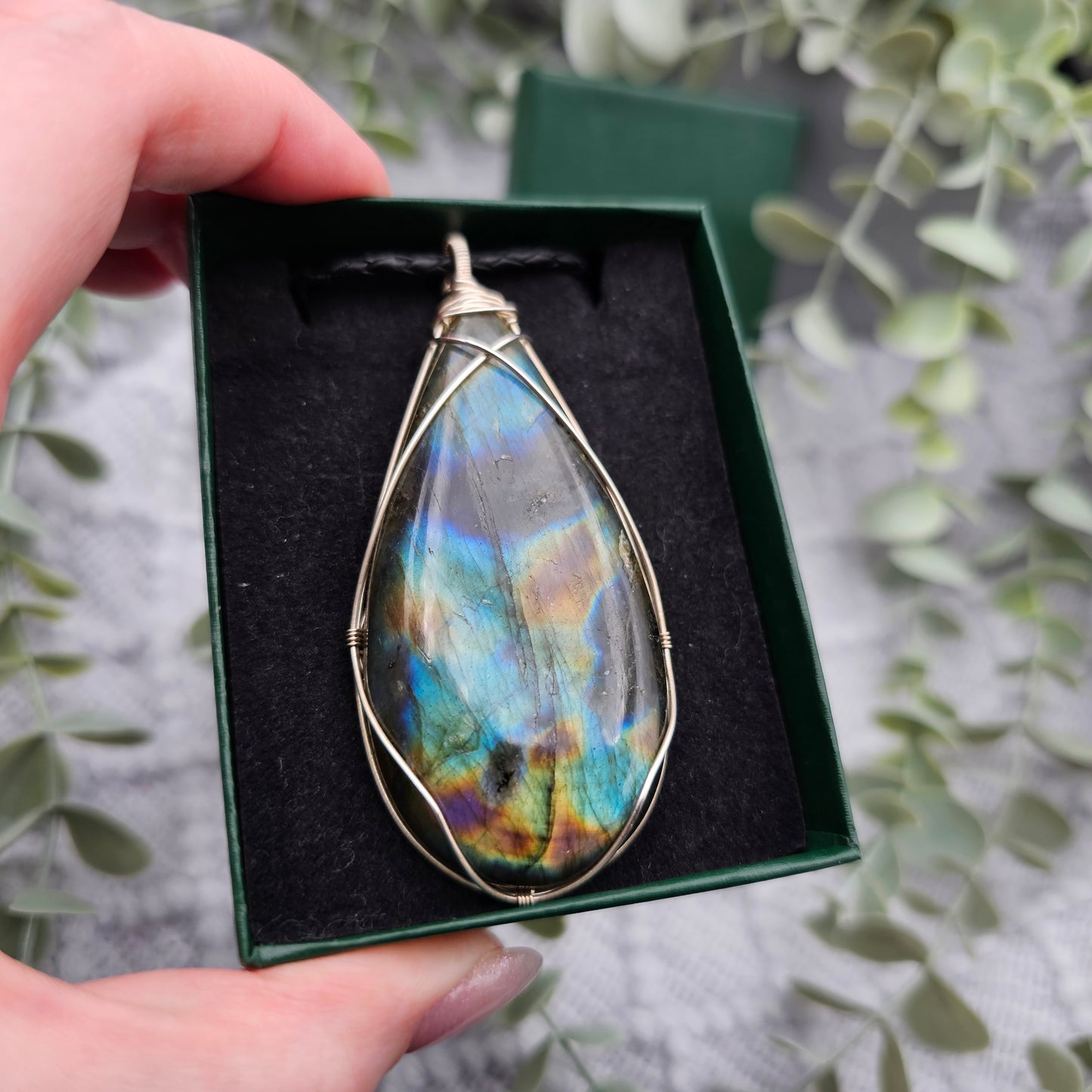 Labradorit Anhänger | 925er Silber | Edelstein Halskette