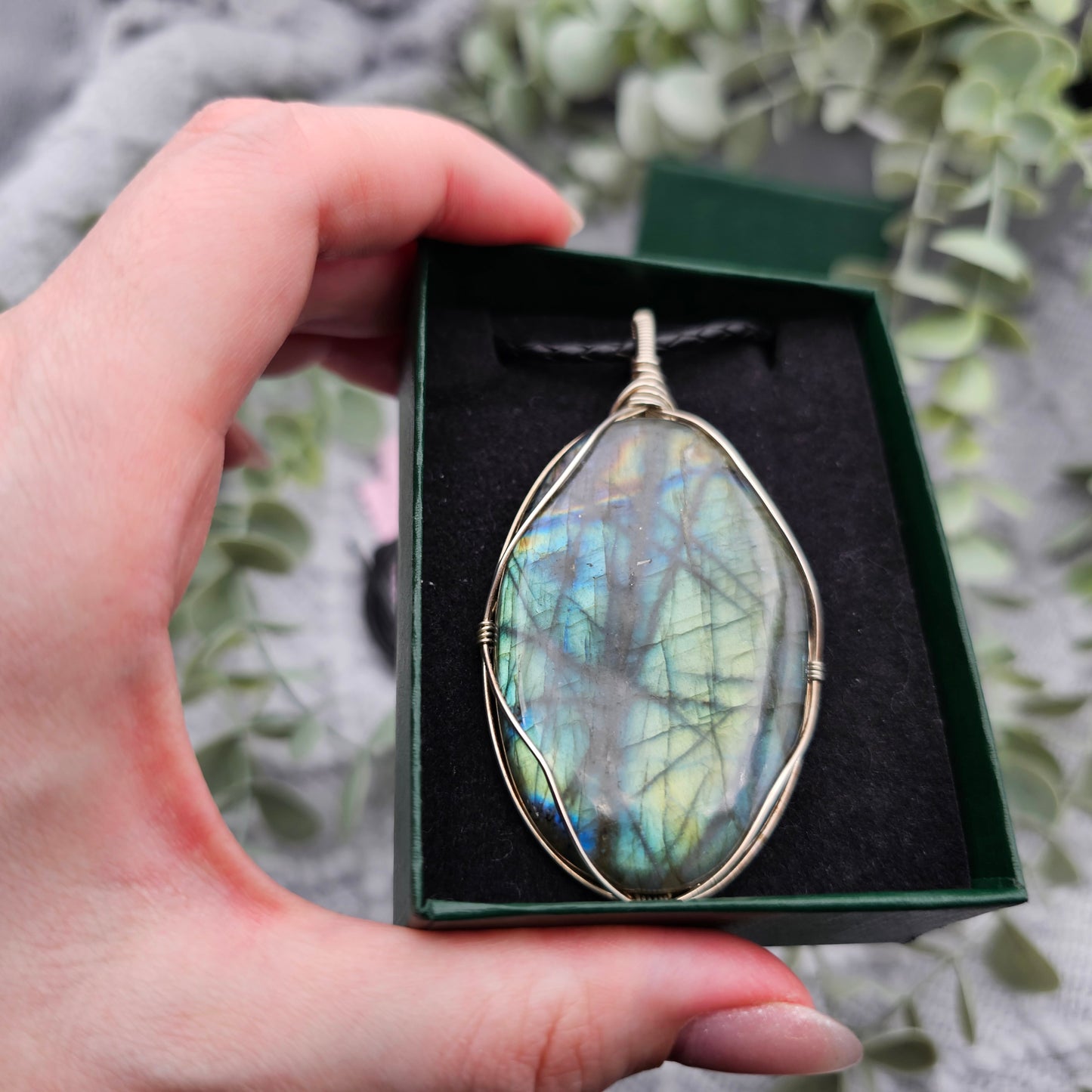 Labradorit Anhänger | 925er Silber | Edelstein Halskette