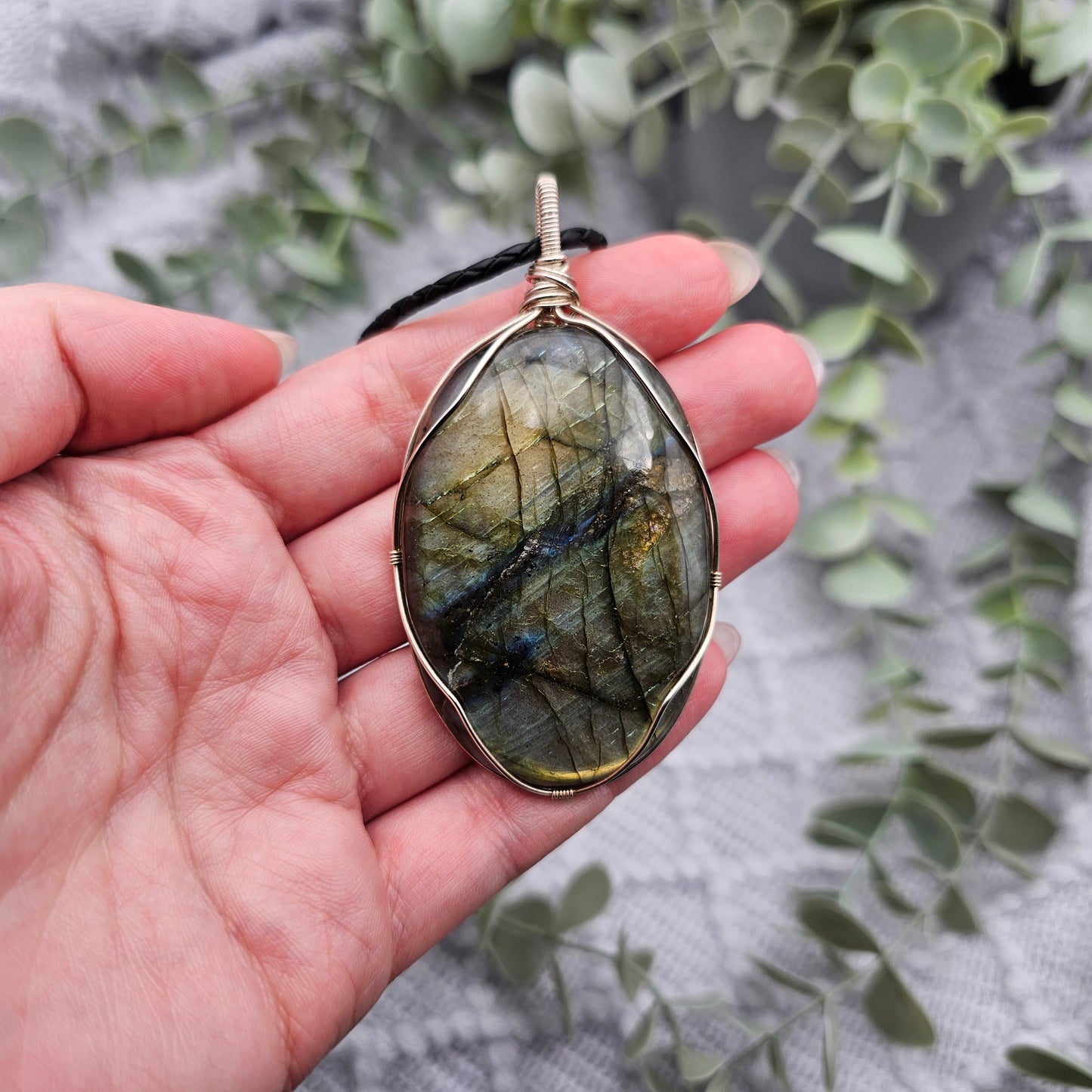 Labradorit Anhänger | 925er Silber | Edelstein Halskette