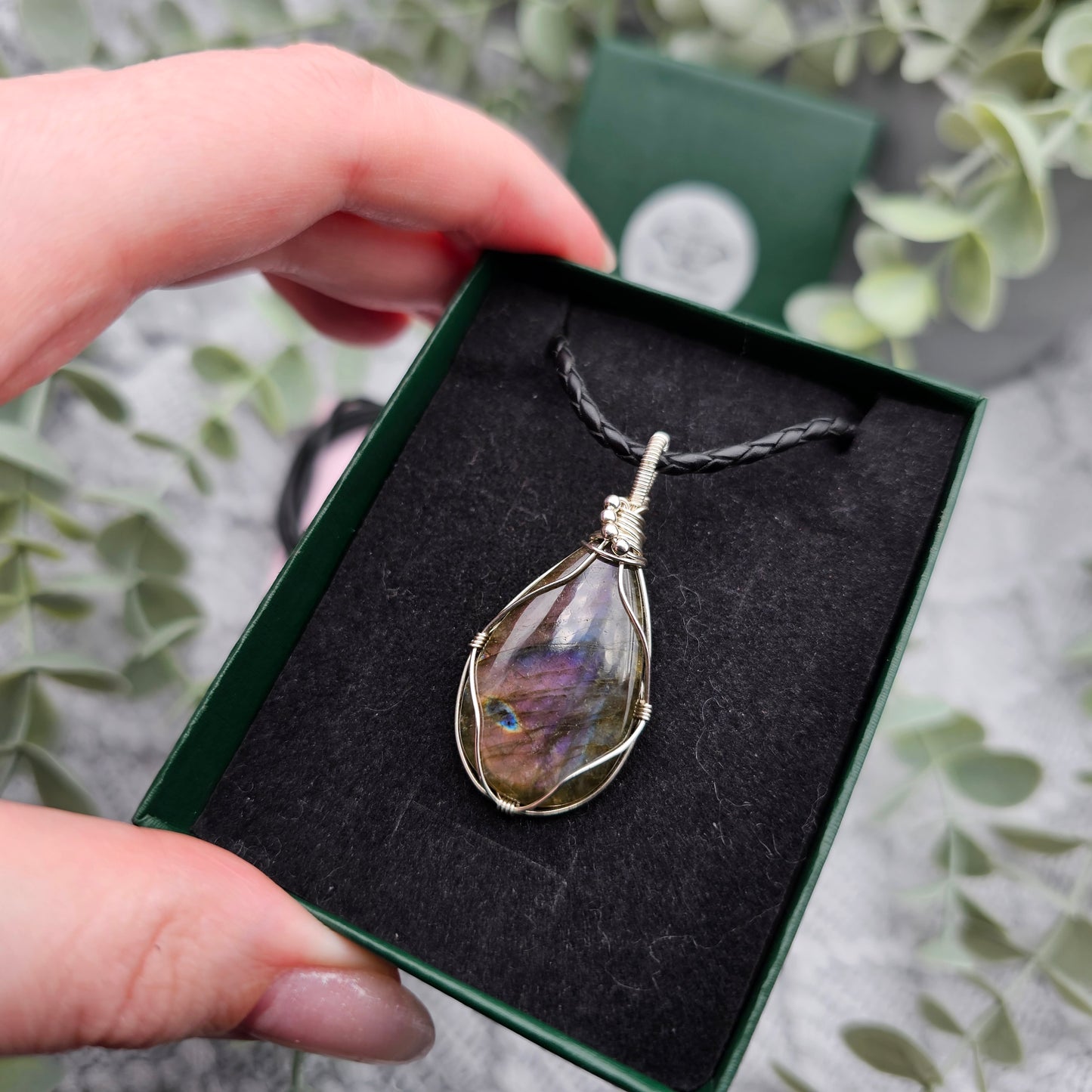 Labradorit Anhänger | 925er Silber | Edelstein Halskette