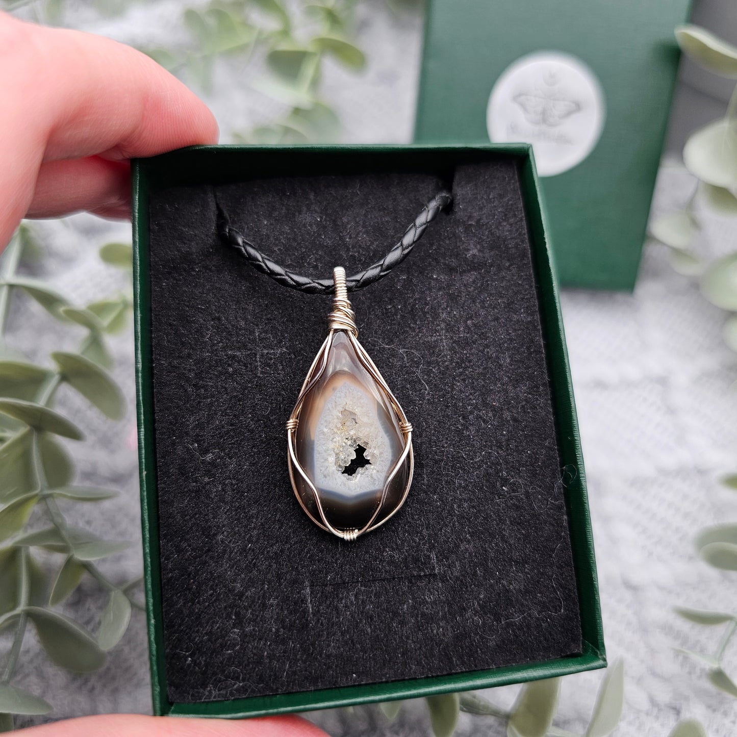 Achat Anhänger | 925er Silber | Edelstein Halskette