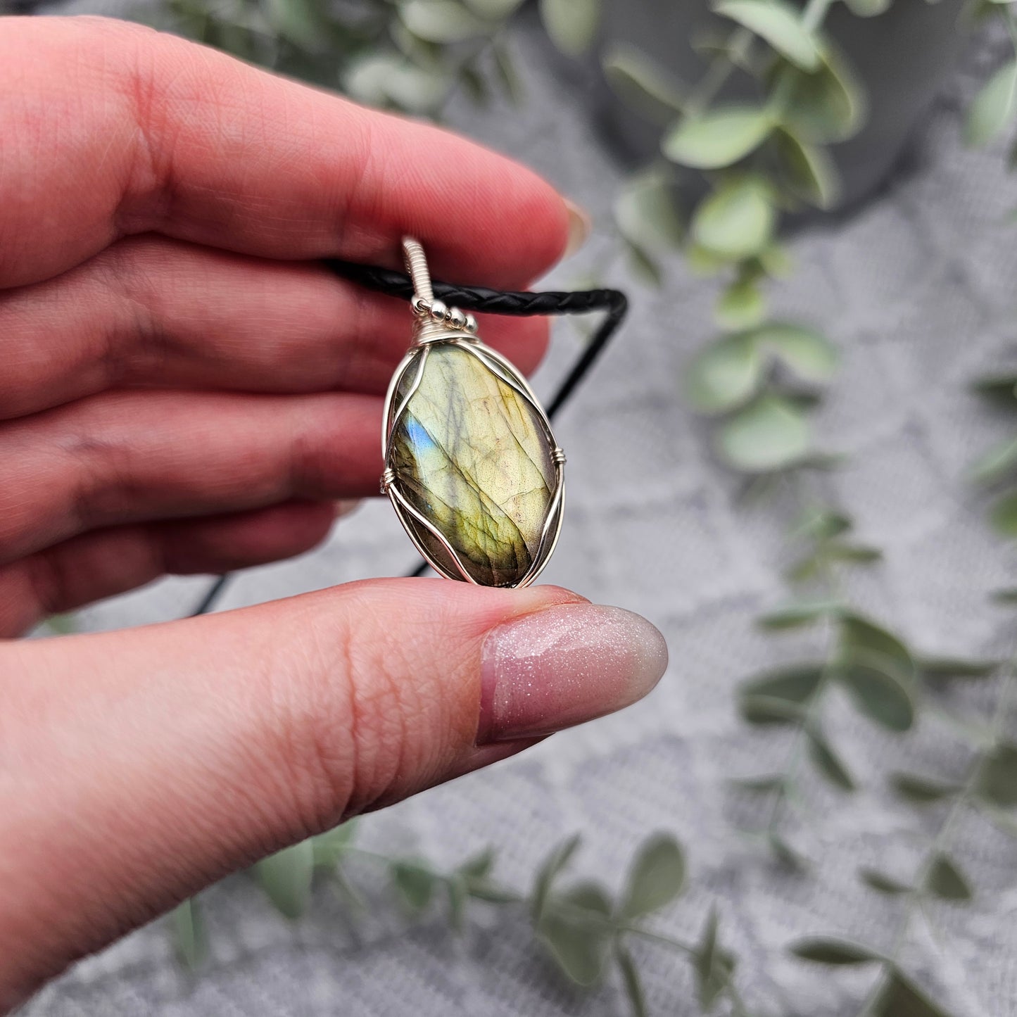 Labradorit Anhänger | 925er Silber | Edelstein Halskette