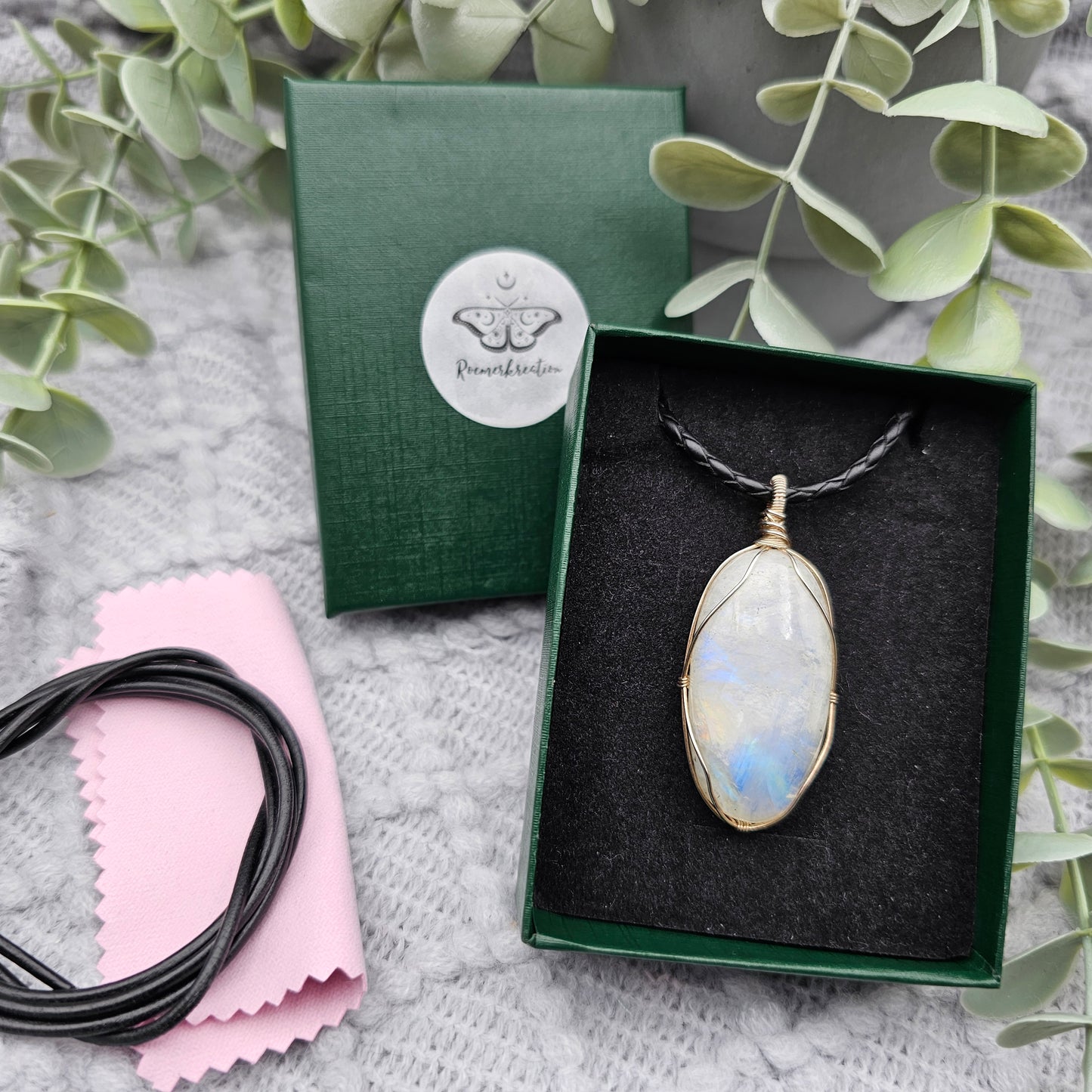 Regenbogenmondstein Anhänger | 925er Silber | Edelstein Halskette