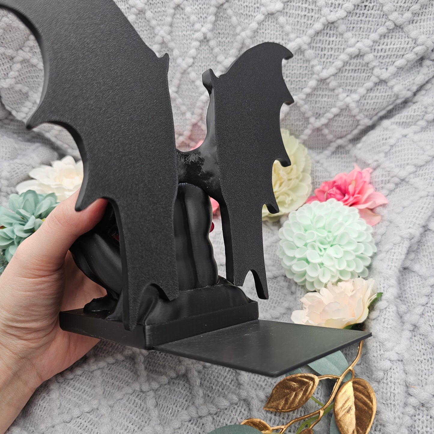 Buchstütze Gargoyle Schwarz | 3D Druck | Buchhalter
