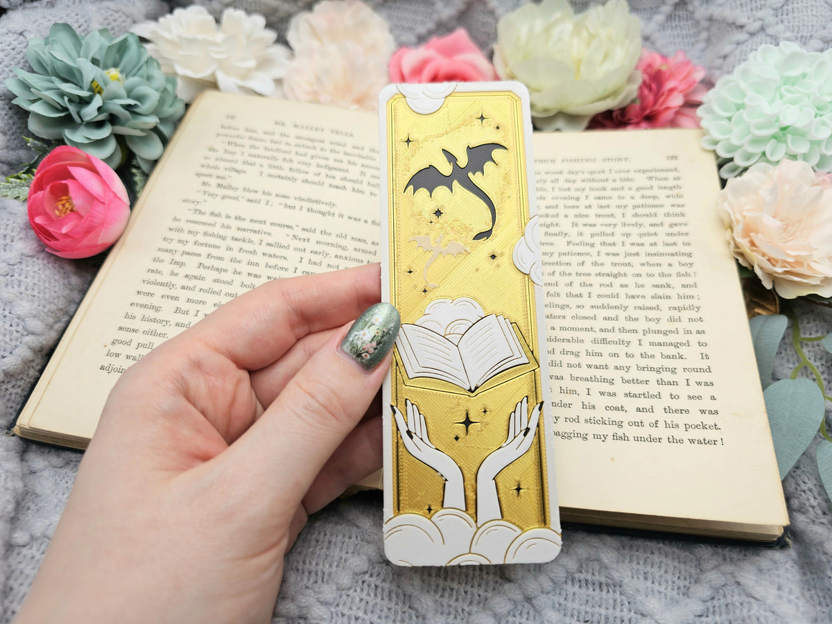 Lesezeichen Drachen weiß/gold/schwarz | verschiedene Varianten