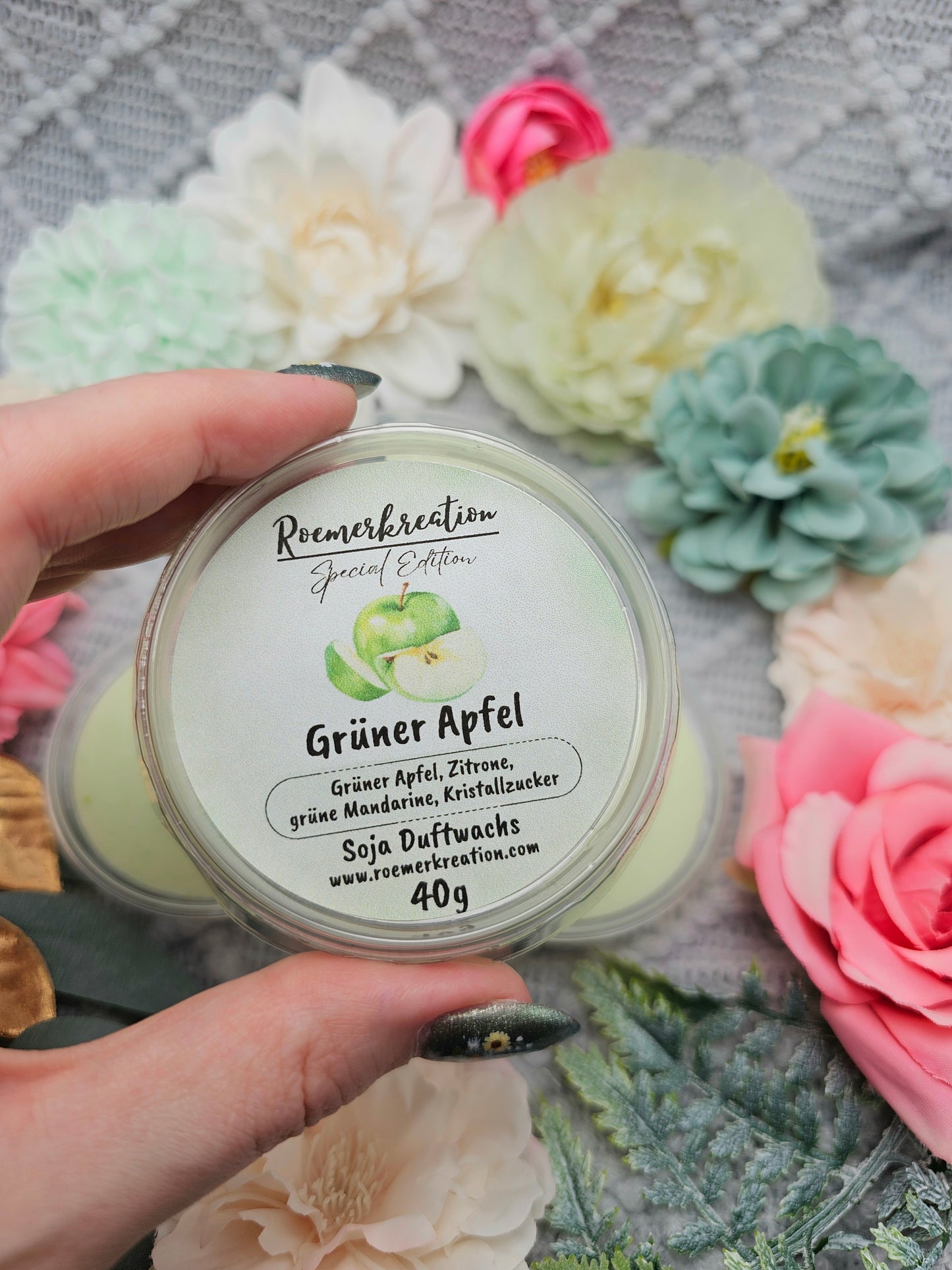 Schale 40 g | Grüner Apfel | Duftwachs