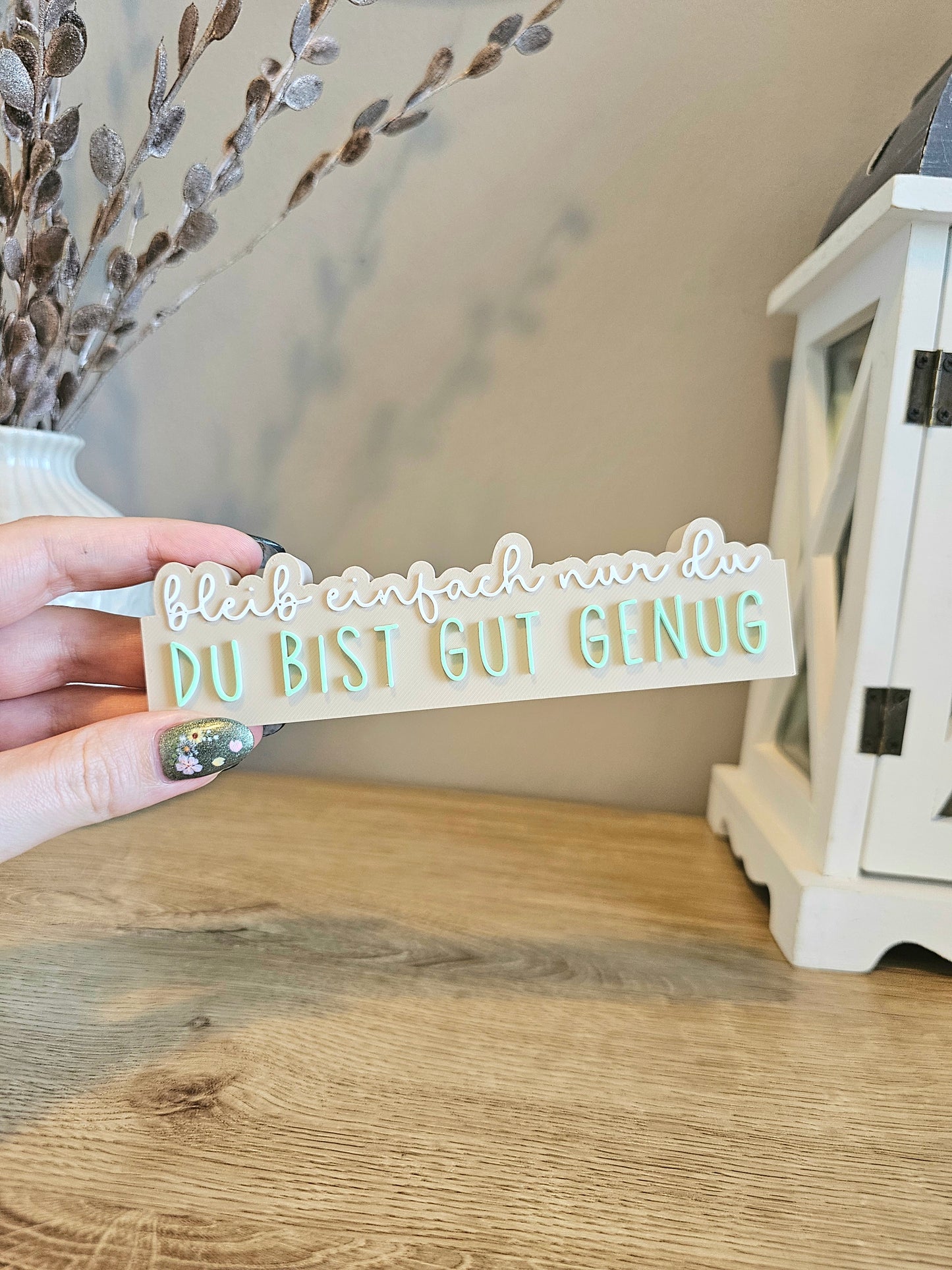 Wish granter lettering with test tube | You are good enough | Beige | 3D printing