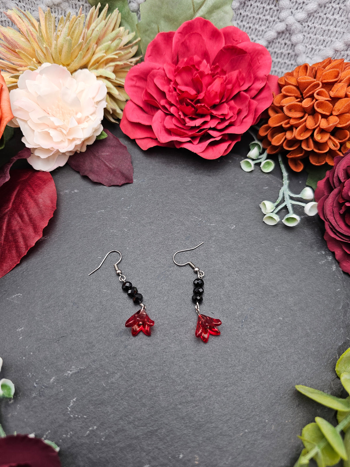Ohrringe Floral Rot | Spinell | Edelstahl