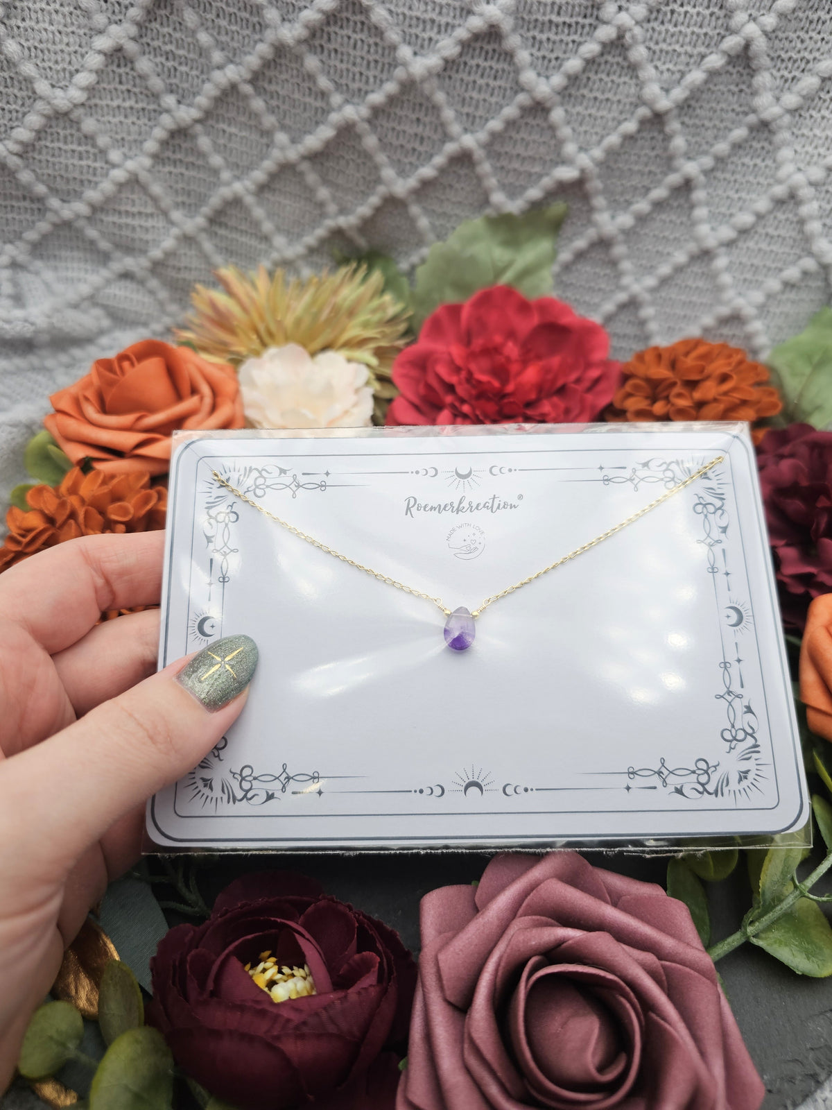 Halskette Edelsteintropfen | Amethyst | Sterlingsilber | Farbwahl
