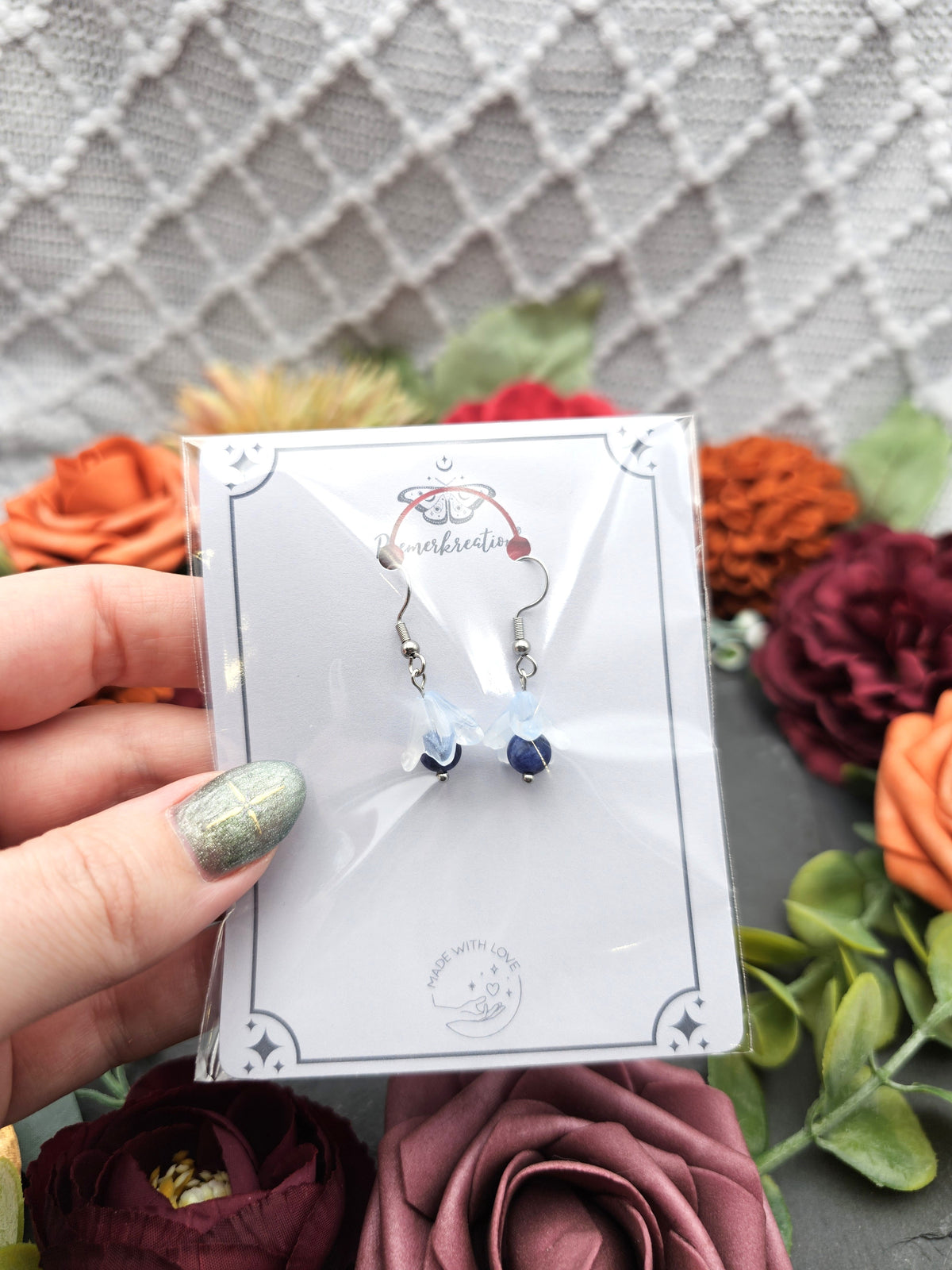 Ohrringe Floral Blau | Sodalith | Edelstahl
