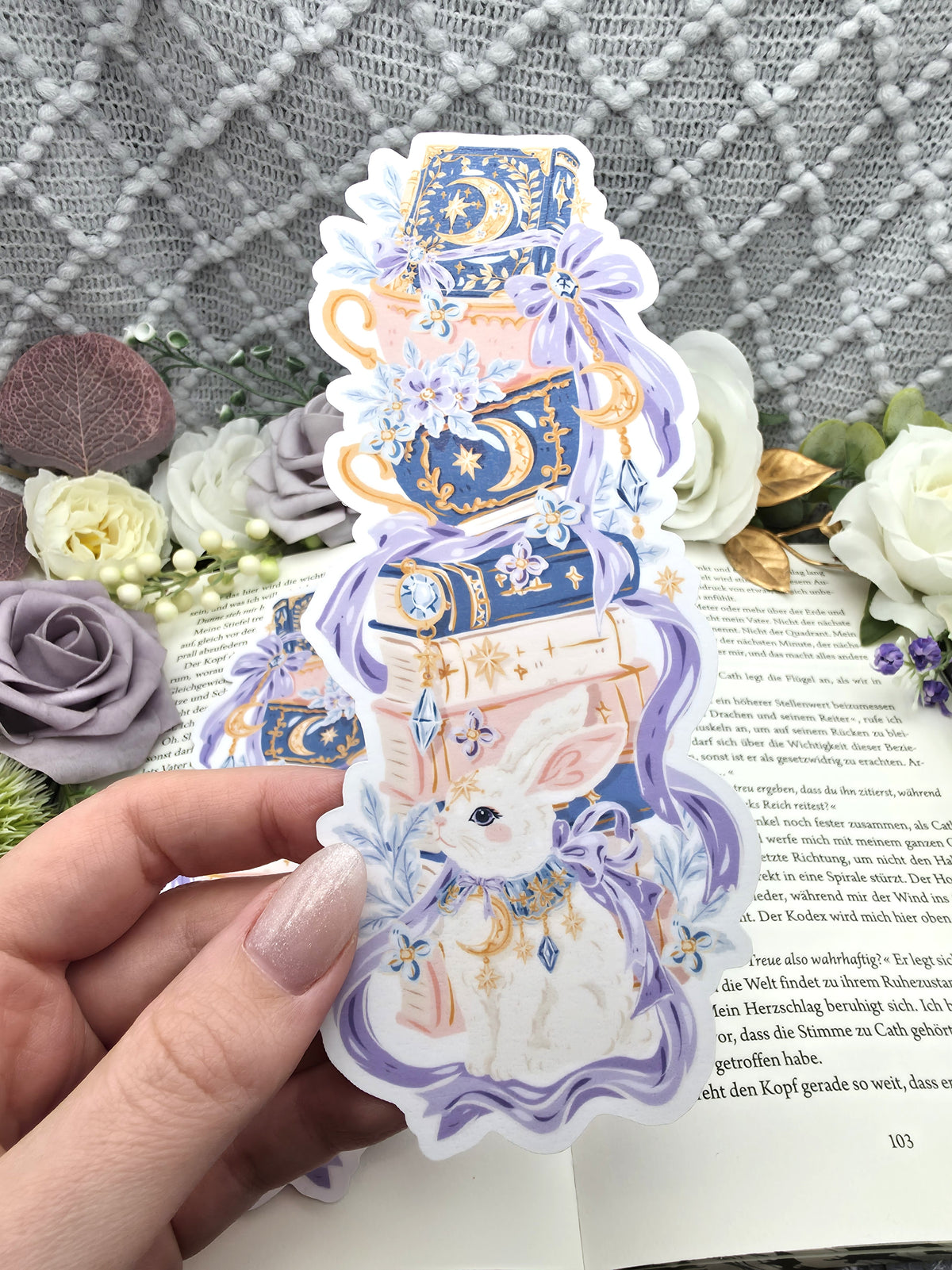 Lesezeichen Magical Bunny Bookstack | Die Cut Bookmark