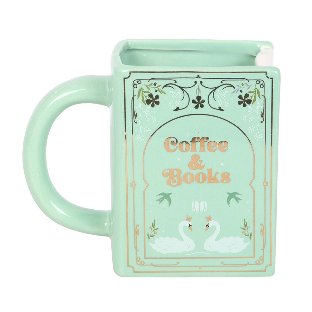 Tasse "Coffee & Books" Keramik mint