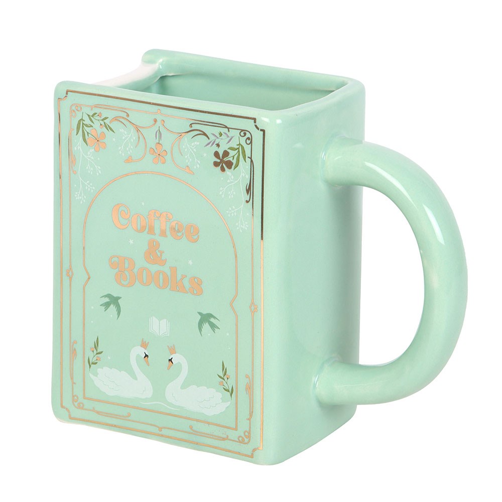 Tasse "Coffee & Books" Keramik mint