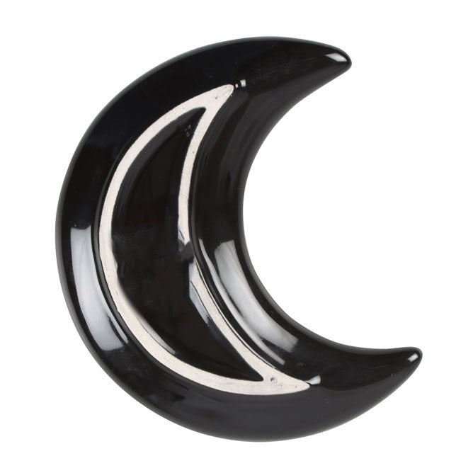 Jewelry Dish "Dark Forest Crescent Moon" Ceramic Black