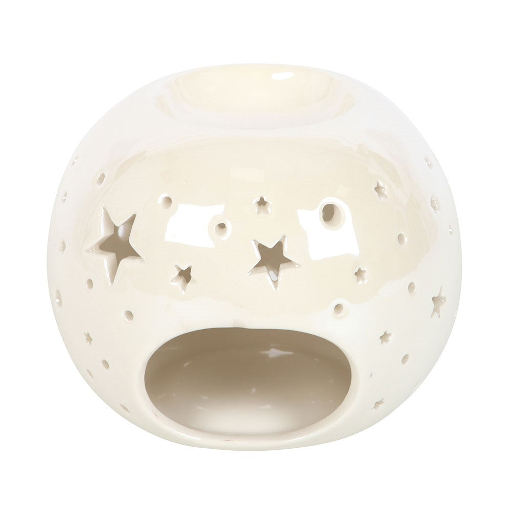Duftlampe Teelicht "Iridescent Star" Keramik Weiß