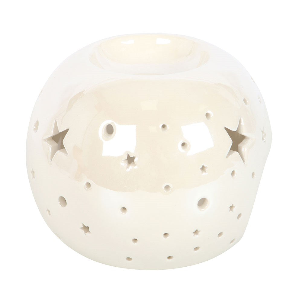 Duftlampe Teelicht "Iridescent Star" Keramik Weiß