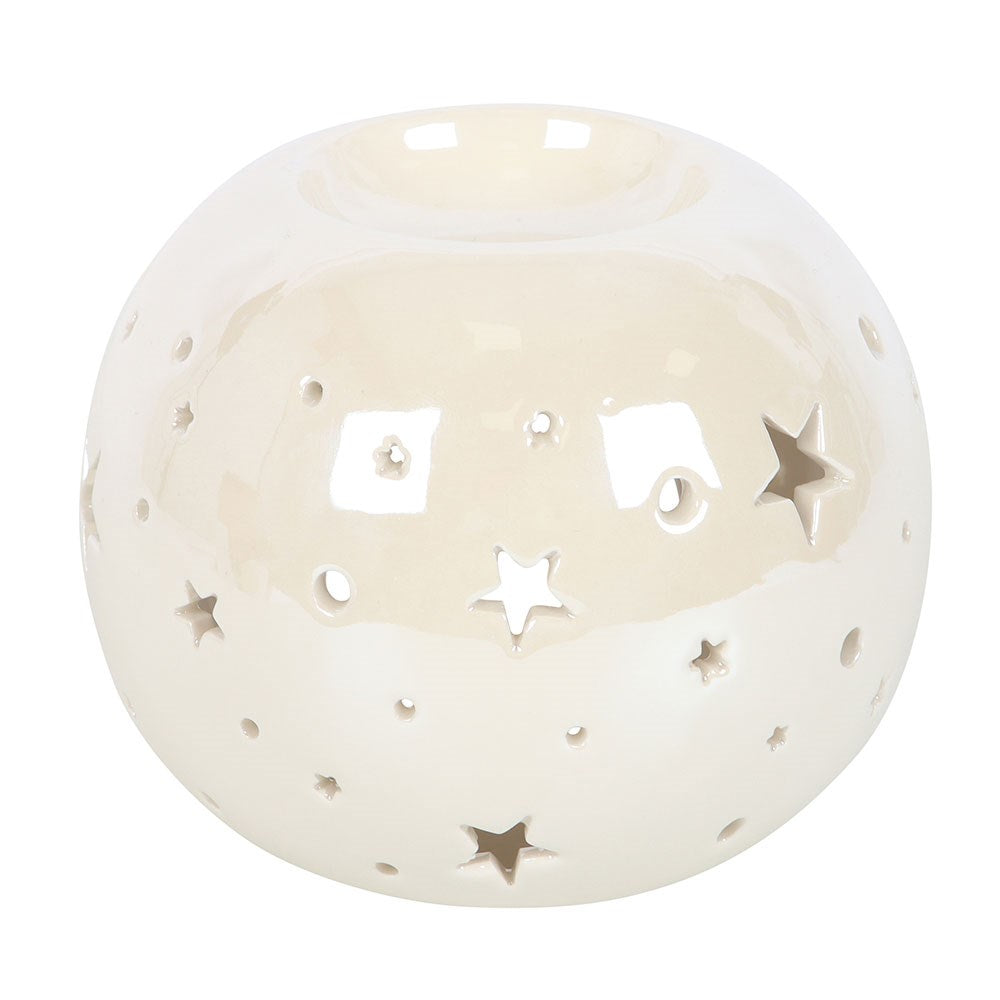 Duftlampe Teelicht "Iridescent Star" Keramik Weiß