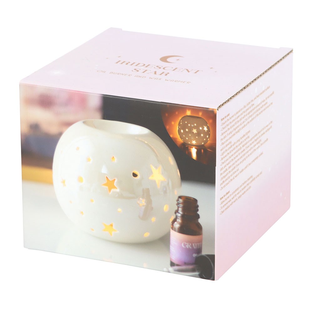 Duftlampe Teelicht "Iridescent Star" Keramik Weiß
