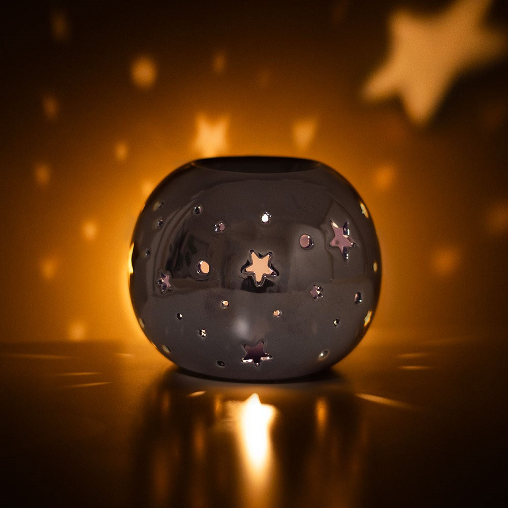 Duftlampe Teelicht "Iridescent Star" Keramik Nachtblau