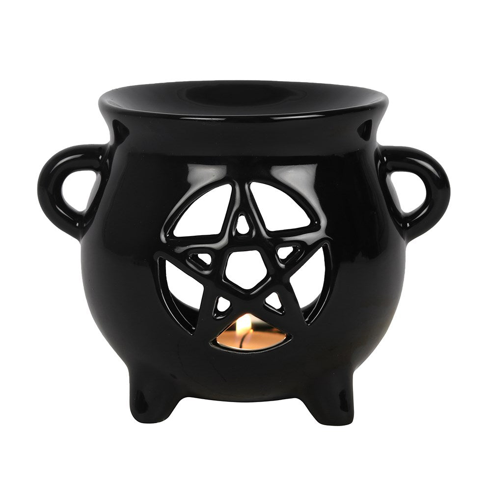 Vorbestellung | Duftlampe Teelicht "Pentagram Cauldron" Keramik schwarz
