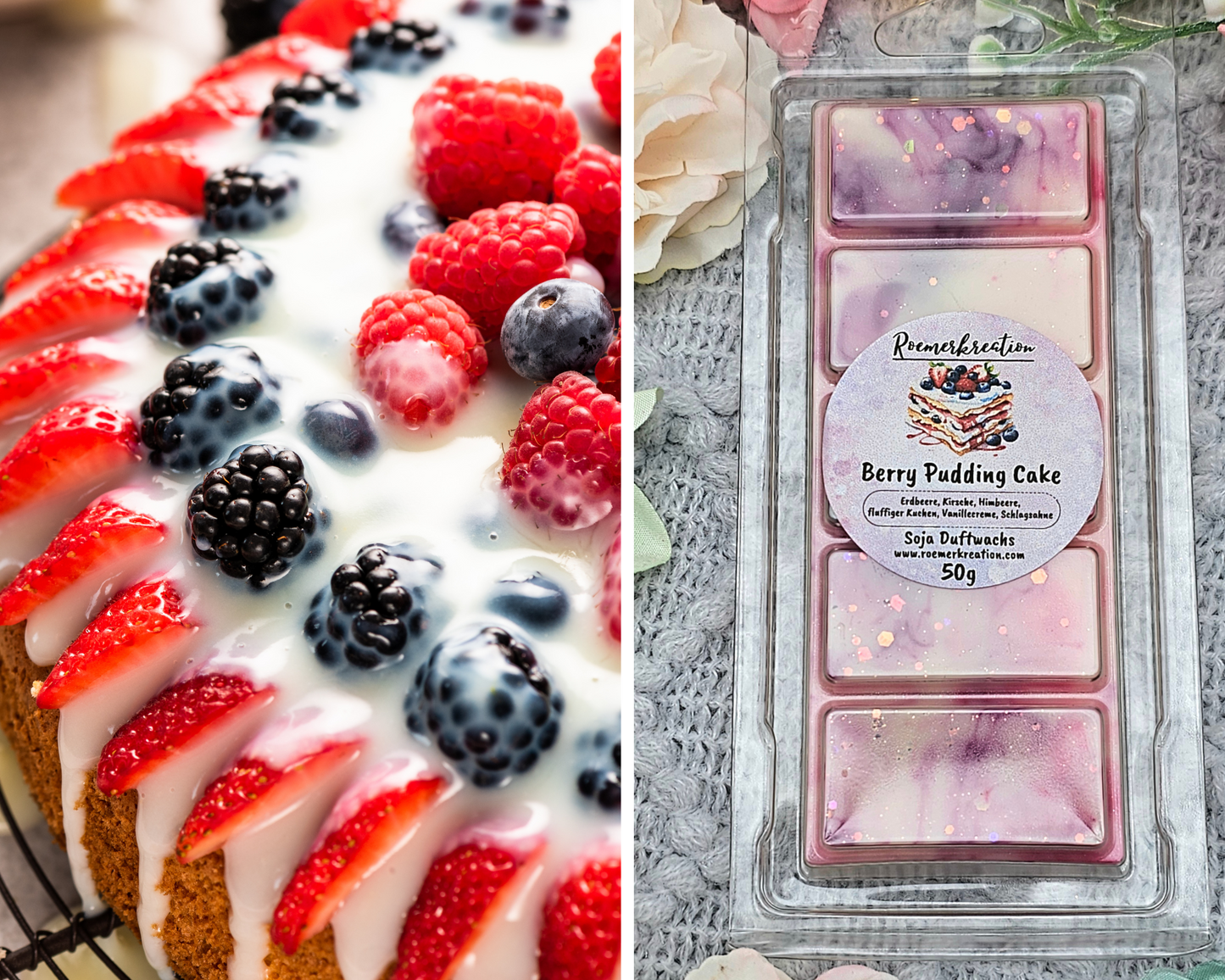 Tafel 50 g | Berry Pudding Cake | Duftwachs