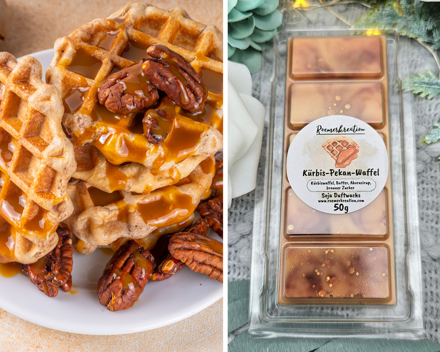 Tafel 50 g | Kürbis-Pekan-Waffel | Duftwachs
