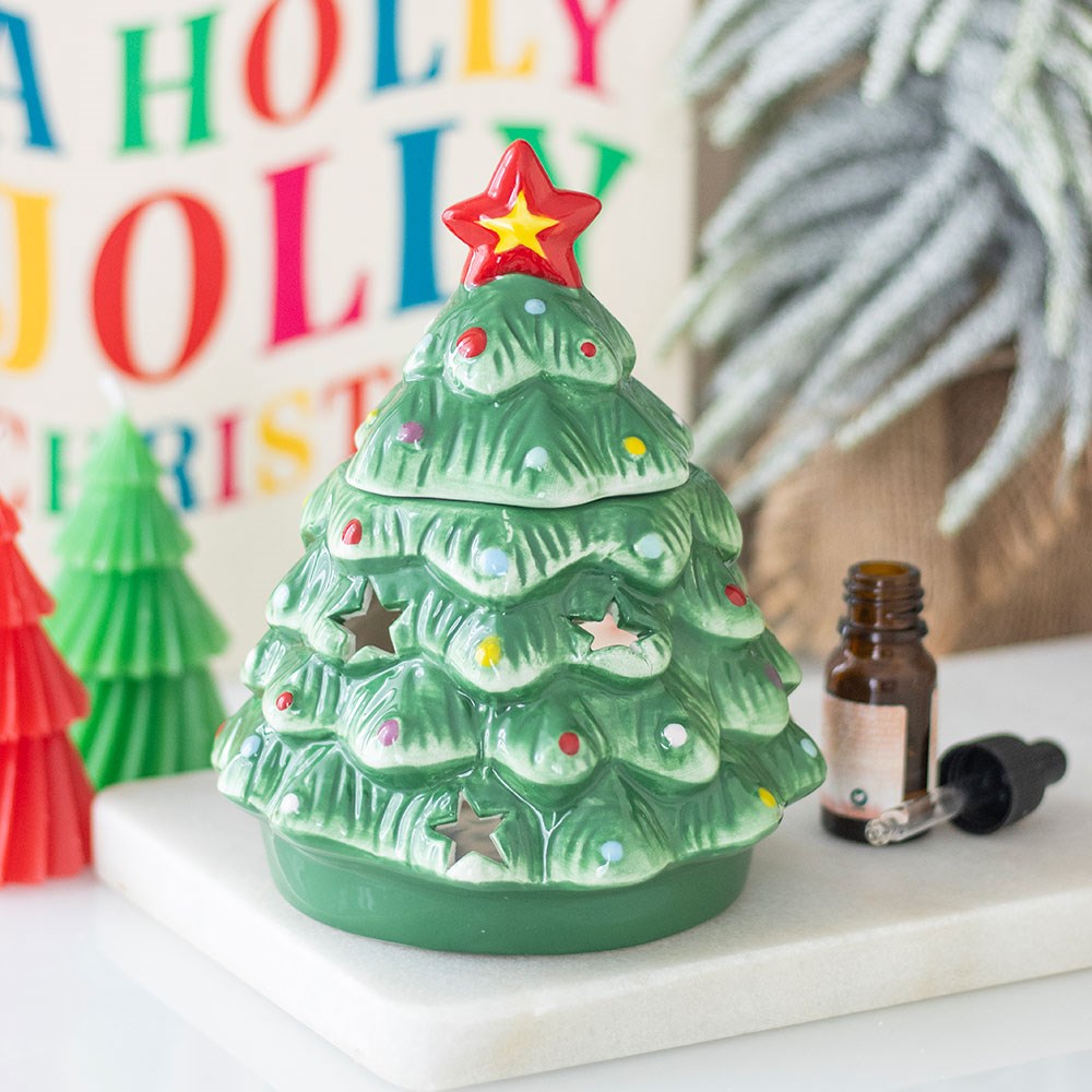 Duftlampe Teelicht "Nostalgic Christmas Tree" Keramik grün