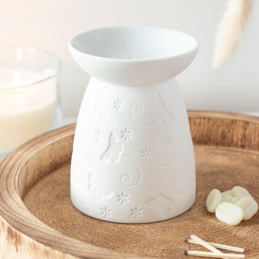 Duftlampe Teelicht "Butterfly" Keramik weiß