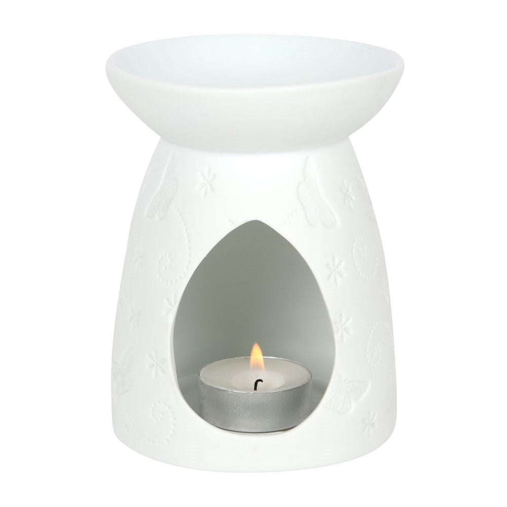 Duftlampe Teelicht "Butterfly" Keramik weiß