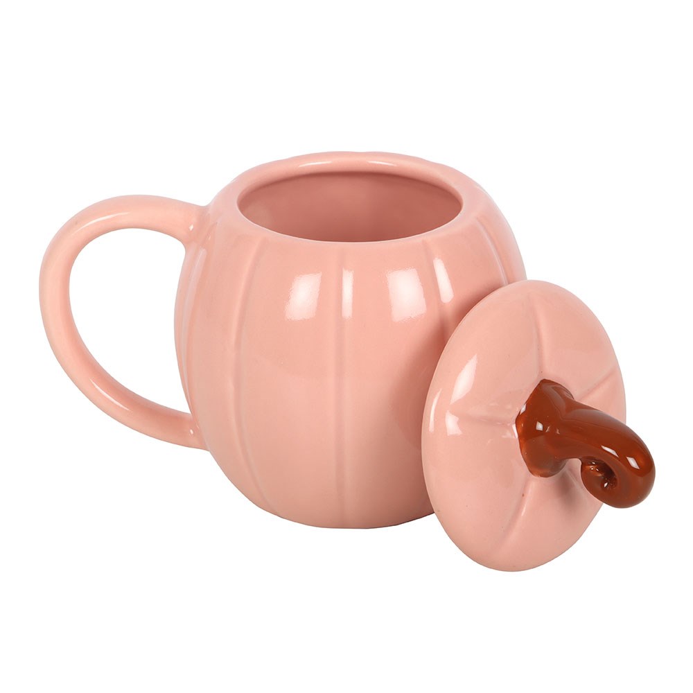 Tasse "Pink Curly Pumpkin" mit Deckel Keramik Rosa