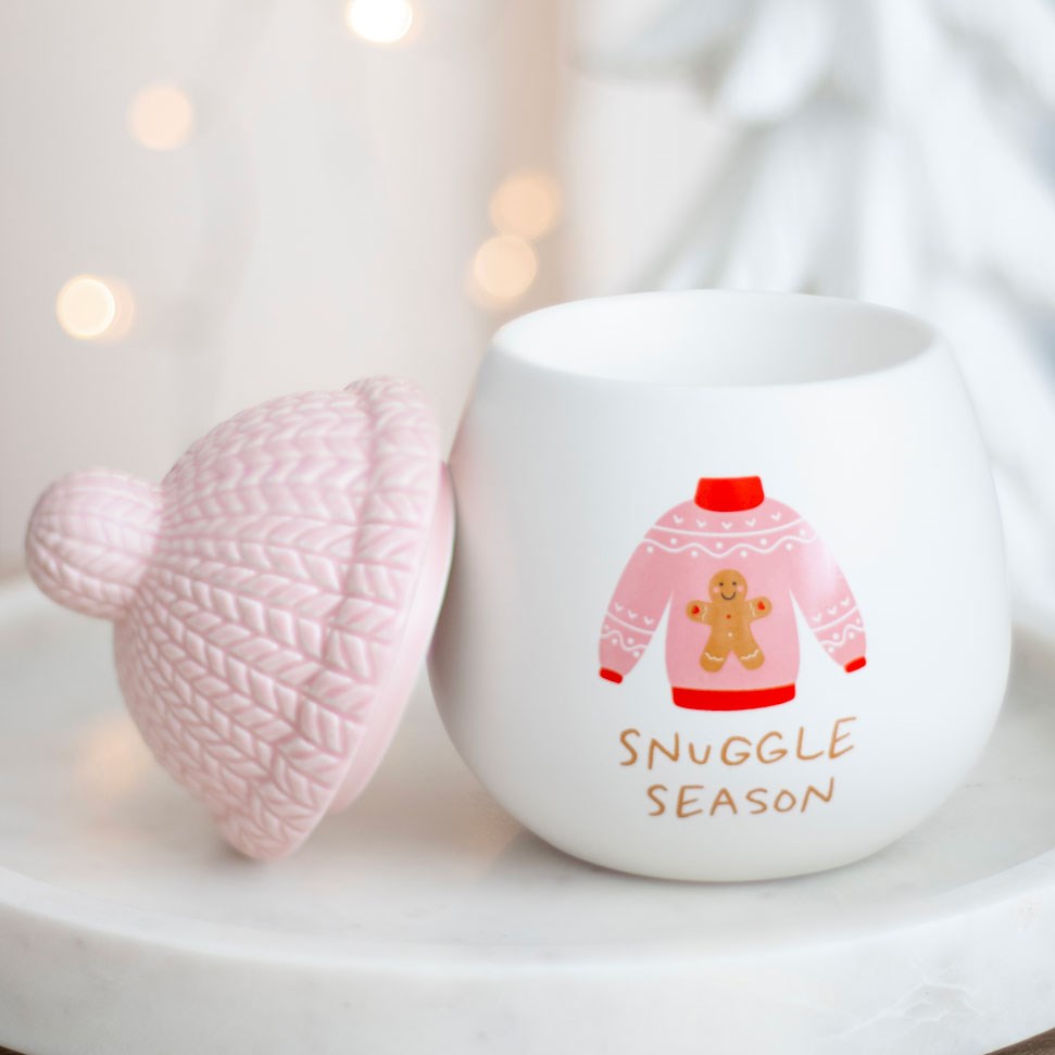 Duftlampe Teelicht "Snuggle Season" Keramik weiß/rosa
