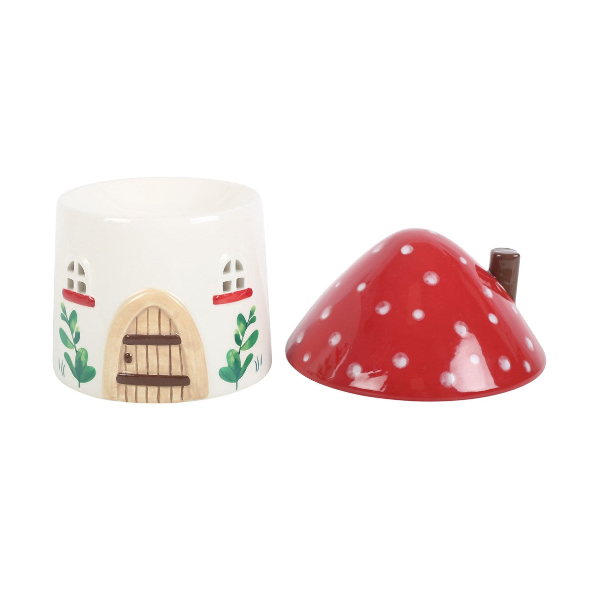 Duftlampe Teelicht "Mushroom House" Keramik weiß