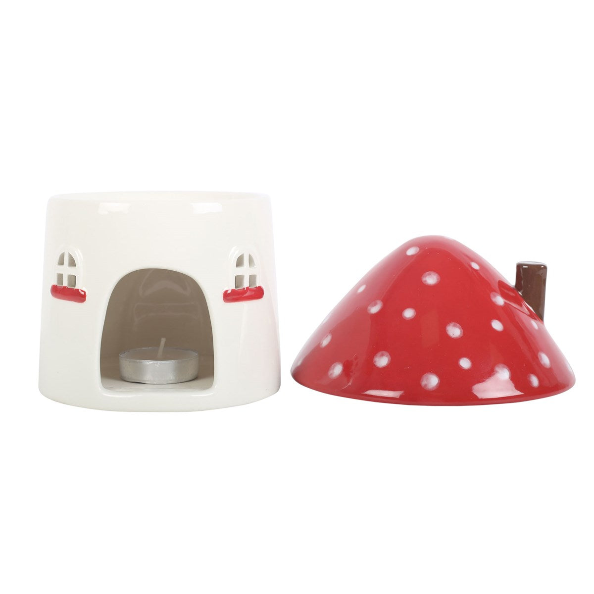 Duftlampe Teelicht "Mushroom House" Keramik weiß