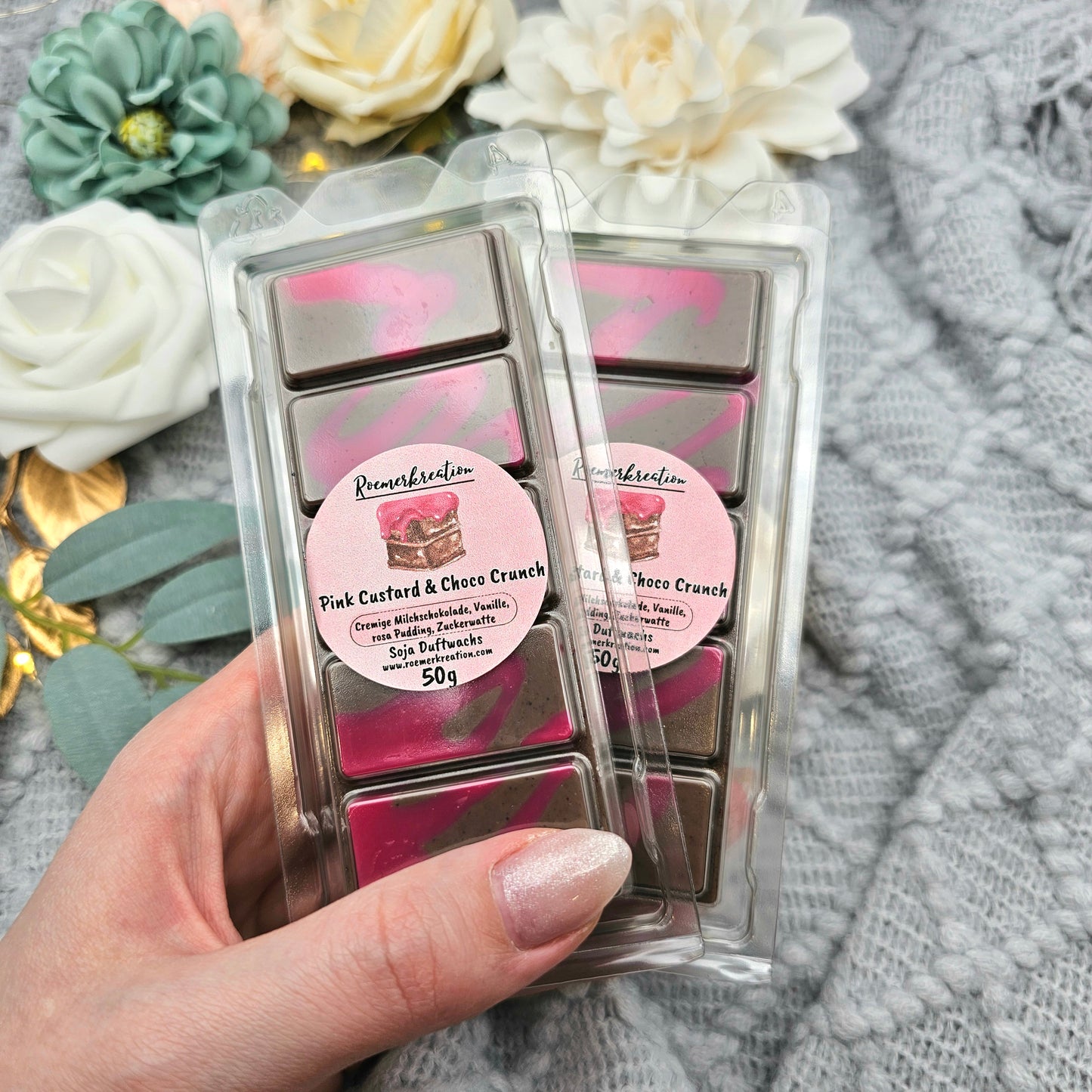 Tafel 50 g | Pink Custard & Choco Crunch | Duftwachs