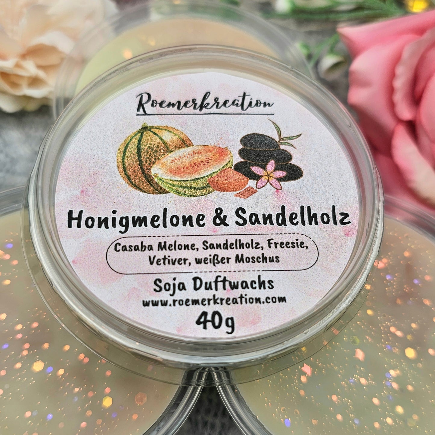Schale 40 g | Honigmelone & Sandelholz | Duftwachs